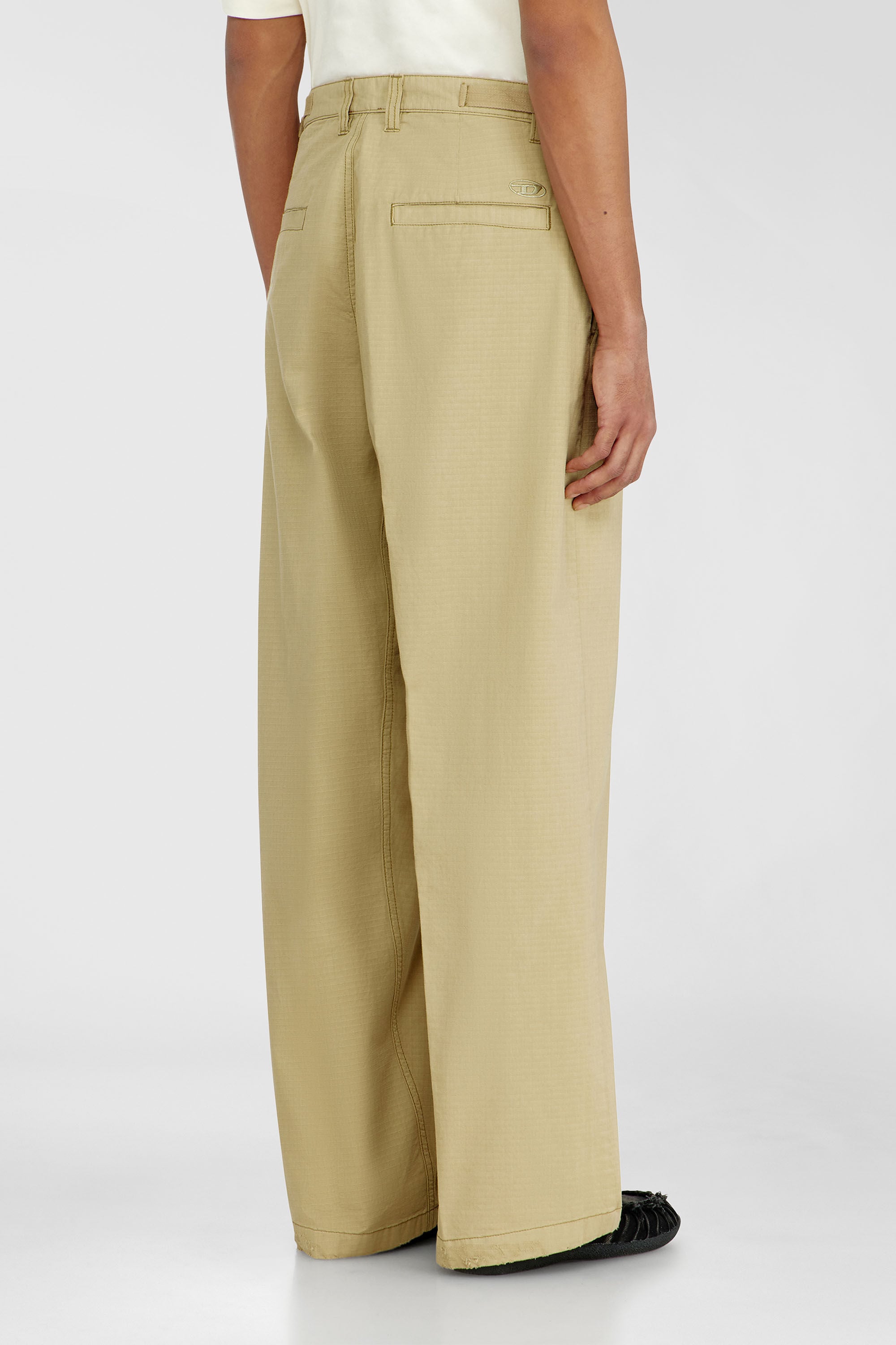 Diesel - P-BALL, Man's Cotton ripstop pants with side buckles in Beige - 4