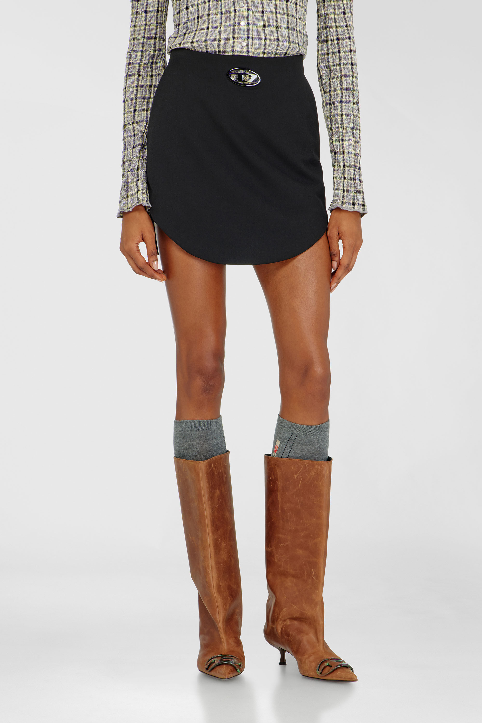 Diesel - O-LIVERY, Woman's Wool-blend miniskirt with Oval D plaque in Black - 3
