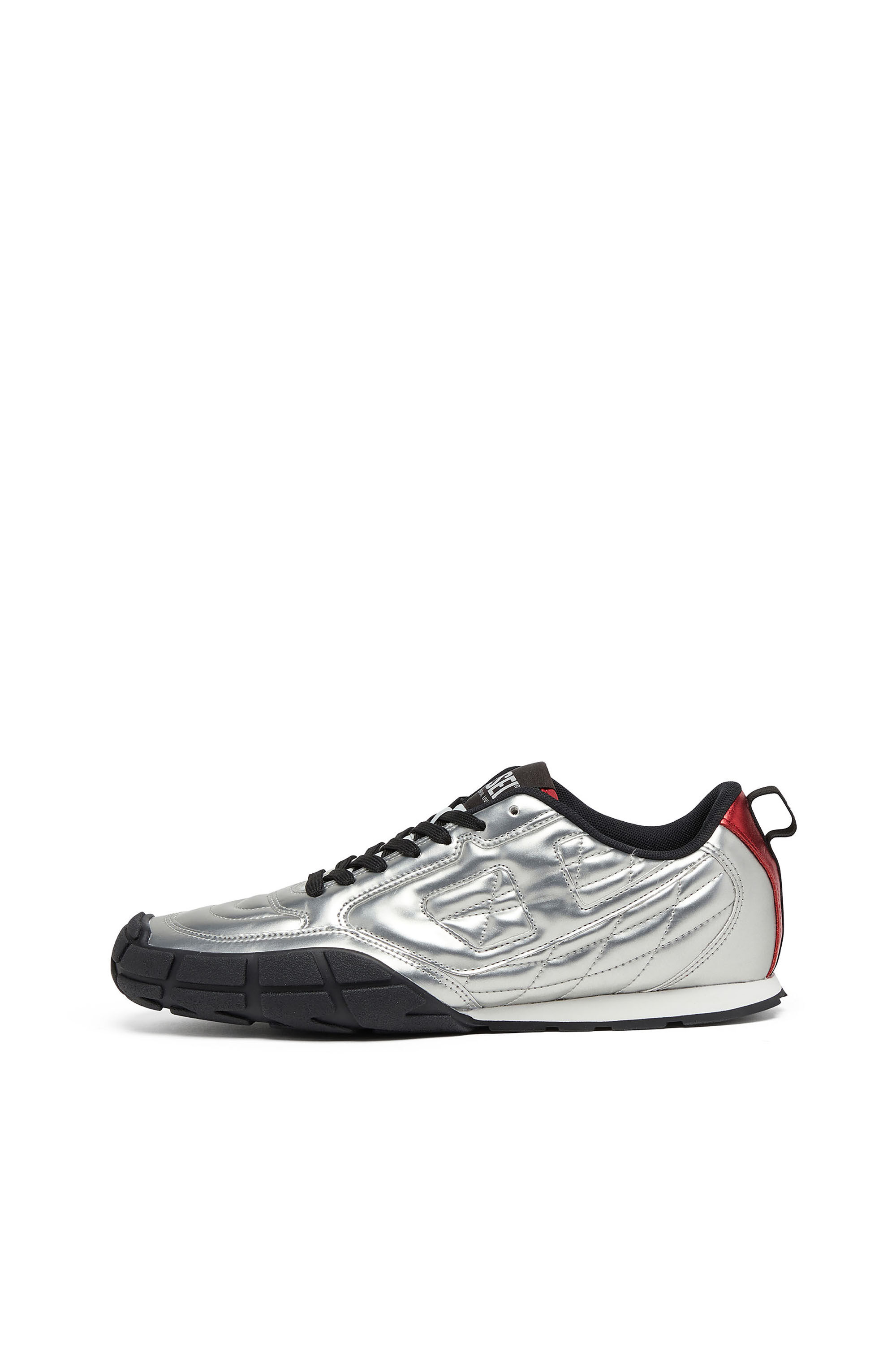 Diesel - S-PAGODHA LOW W, Woman's S-Pagodha-Quilted metallic sneakers in Silver/Black - 8