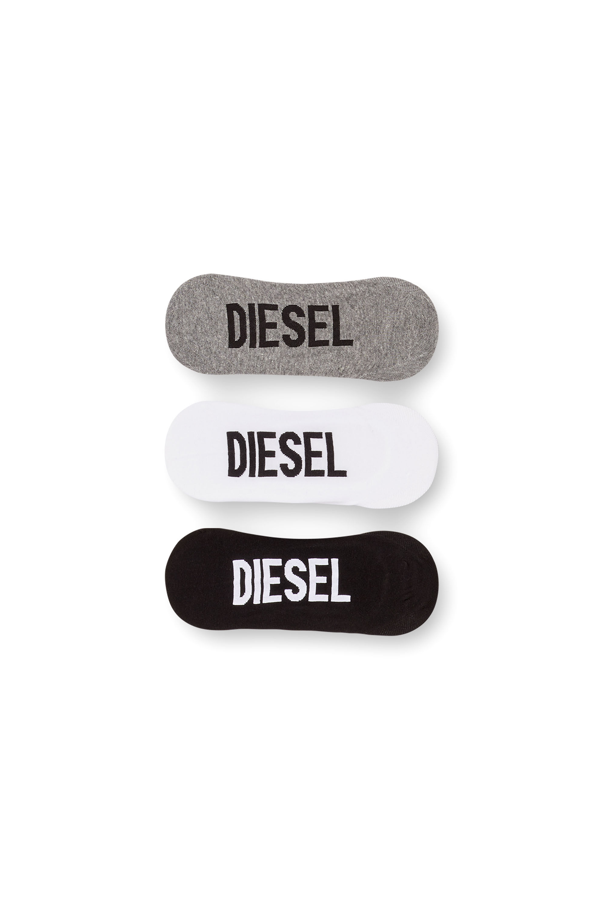 Diesel - SKM-HIDEPAT-THREEPACK, Man's Three-pack no-show socks in White/Black - 1