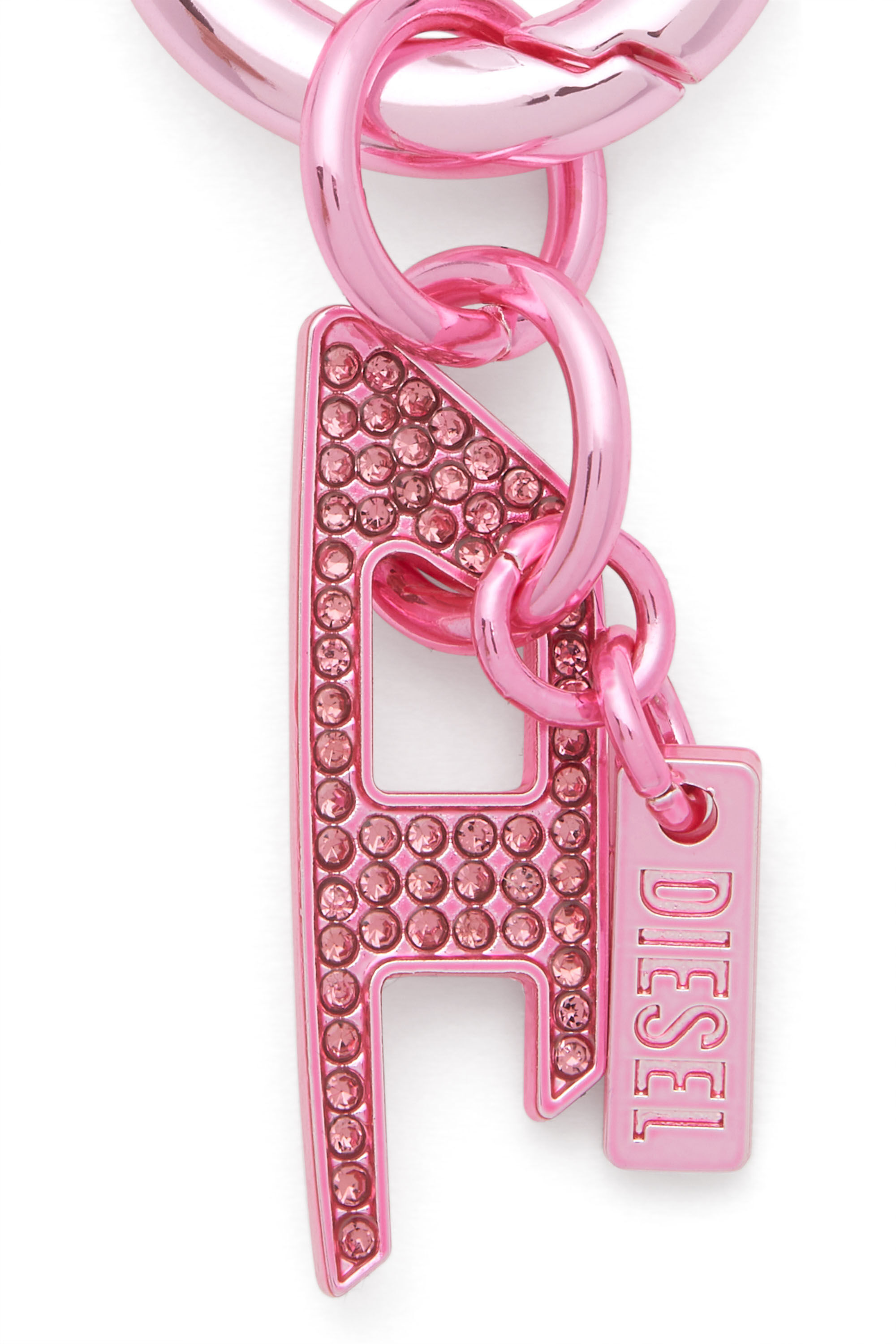 Diesel - CHARM-D, Unisex's Metal keyring with rhinestones D logo charm in Pink - 2