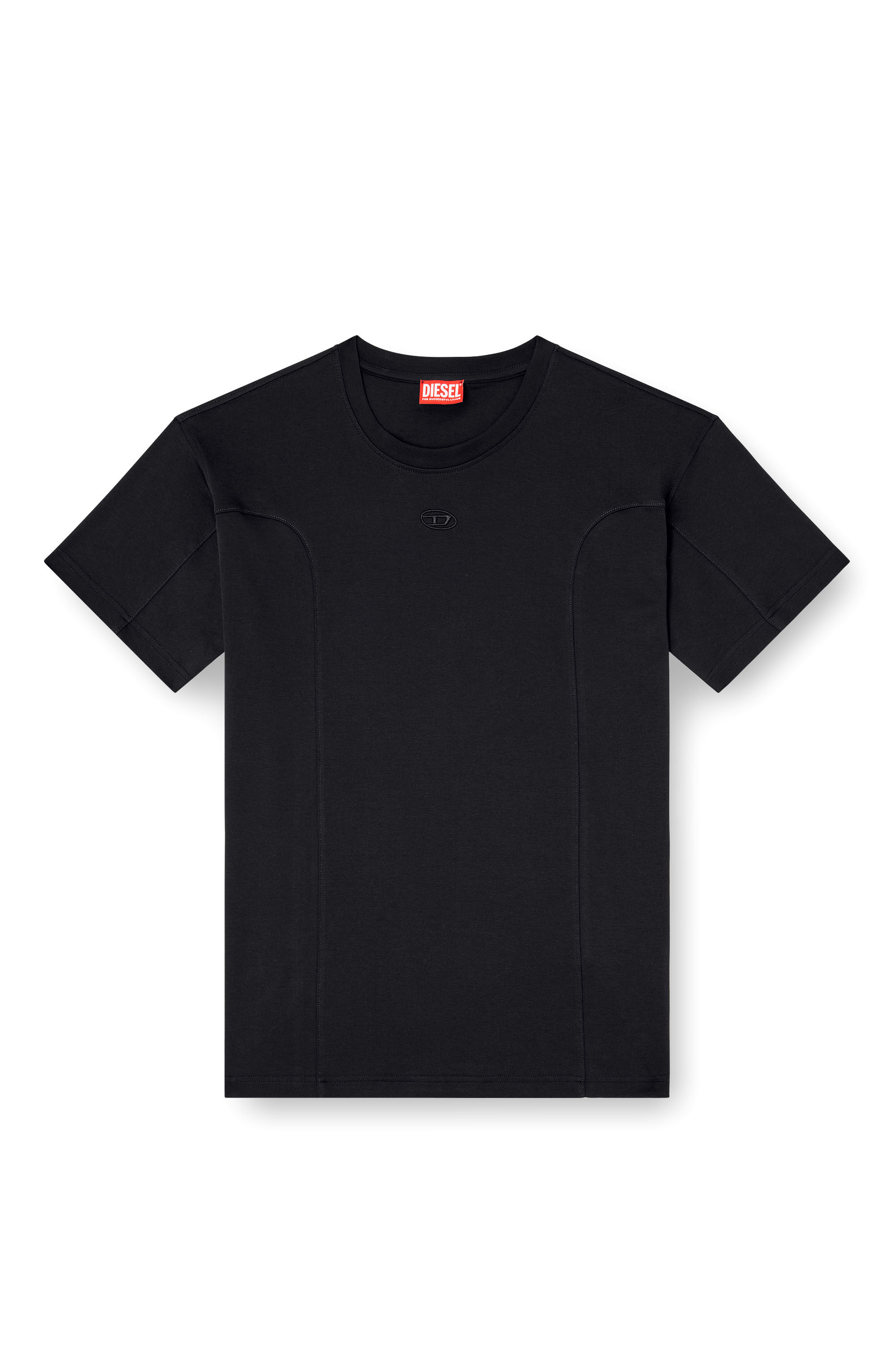 Men's T-shirt with solid color panels | Black | Diesel
