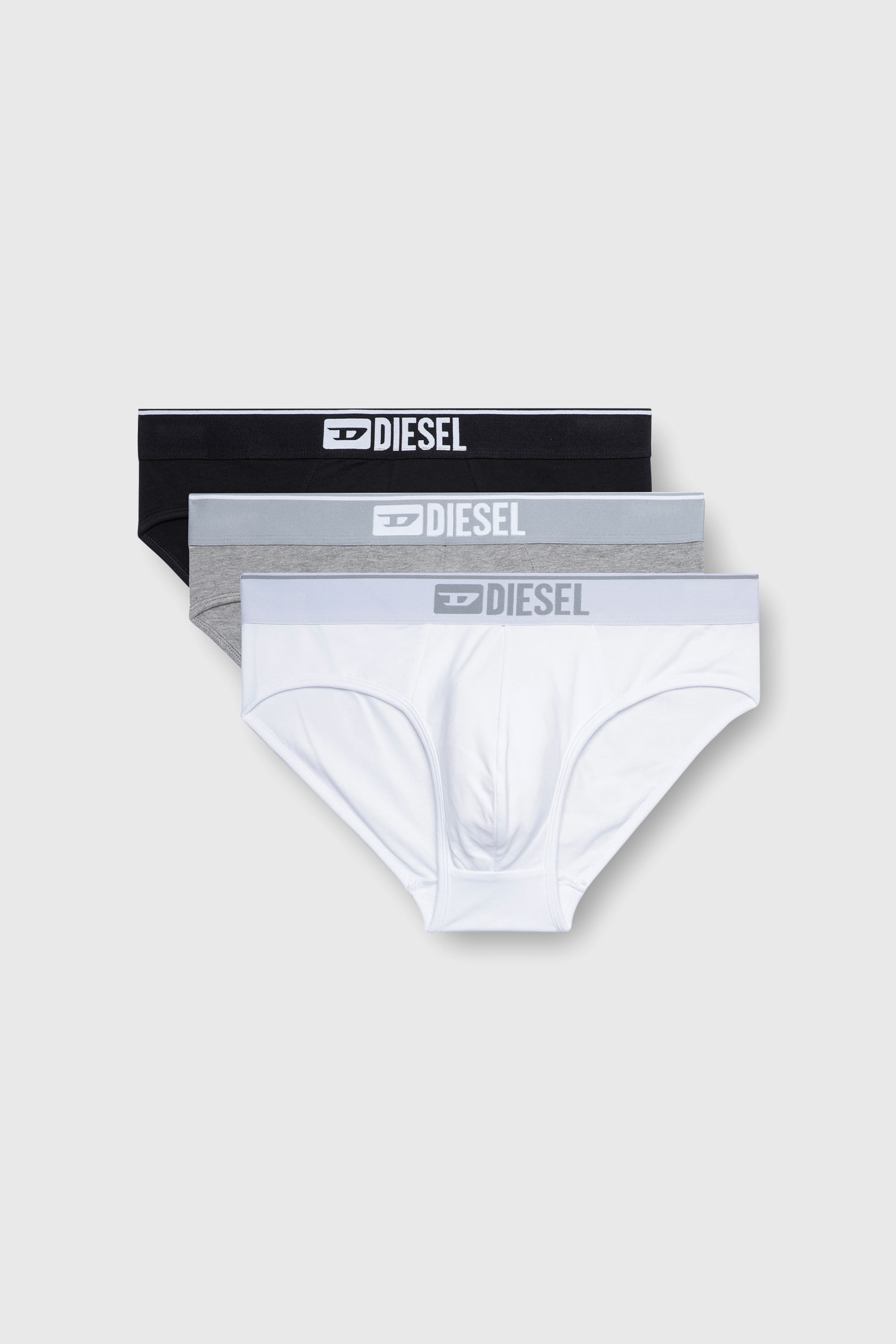 Diesel - UMBR-ANDRETHREEPACK, Man's Three-pack of plain logo briefs in White/Black - 2