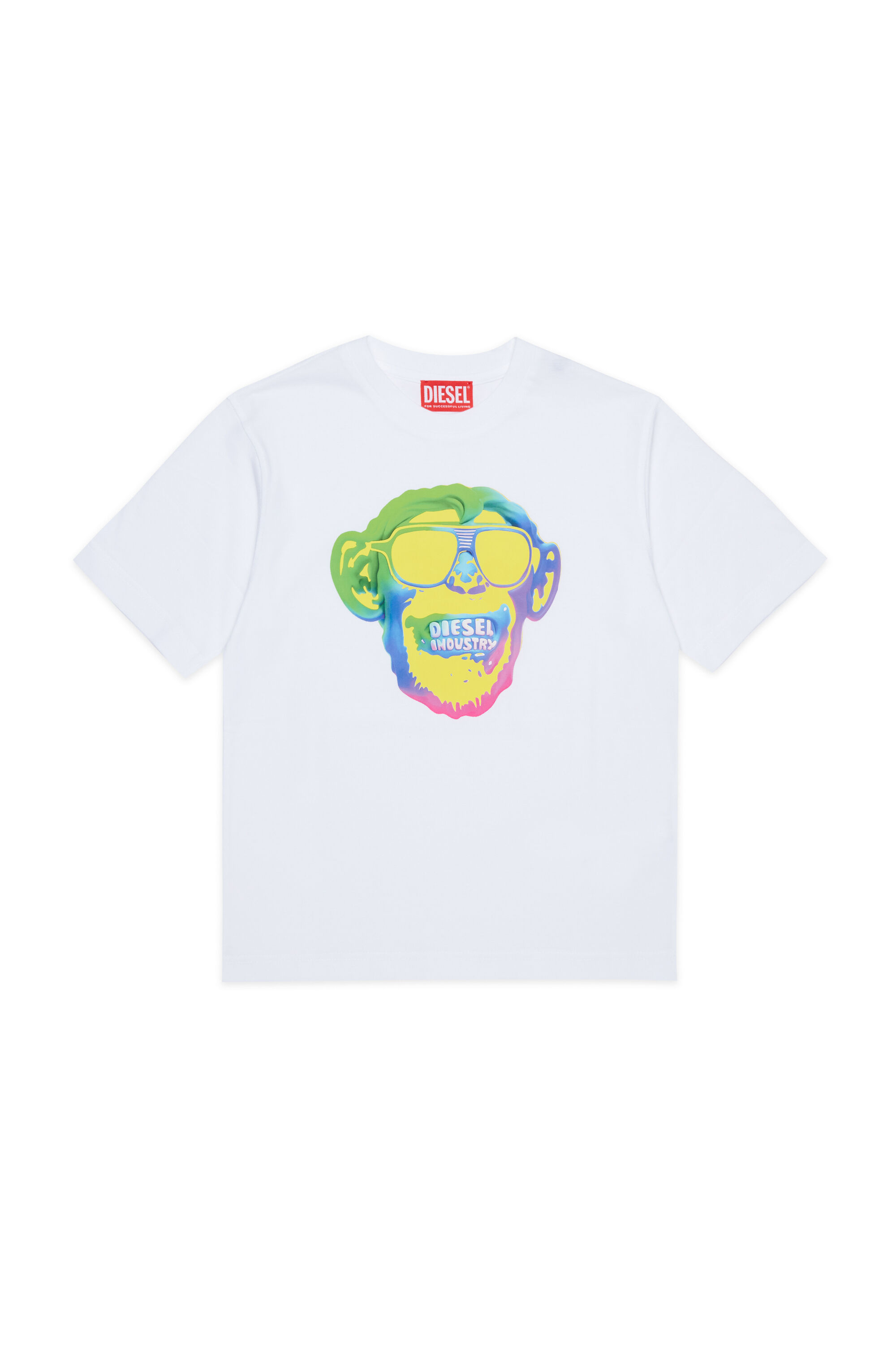 Diesel - TMONKEY OVER, Man's T-shirt with monkey print in White - 1