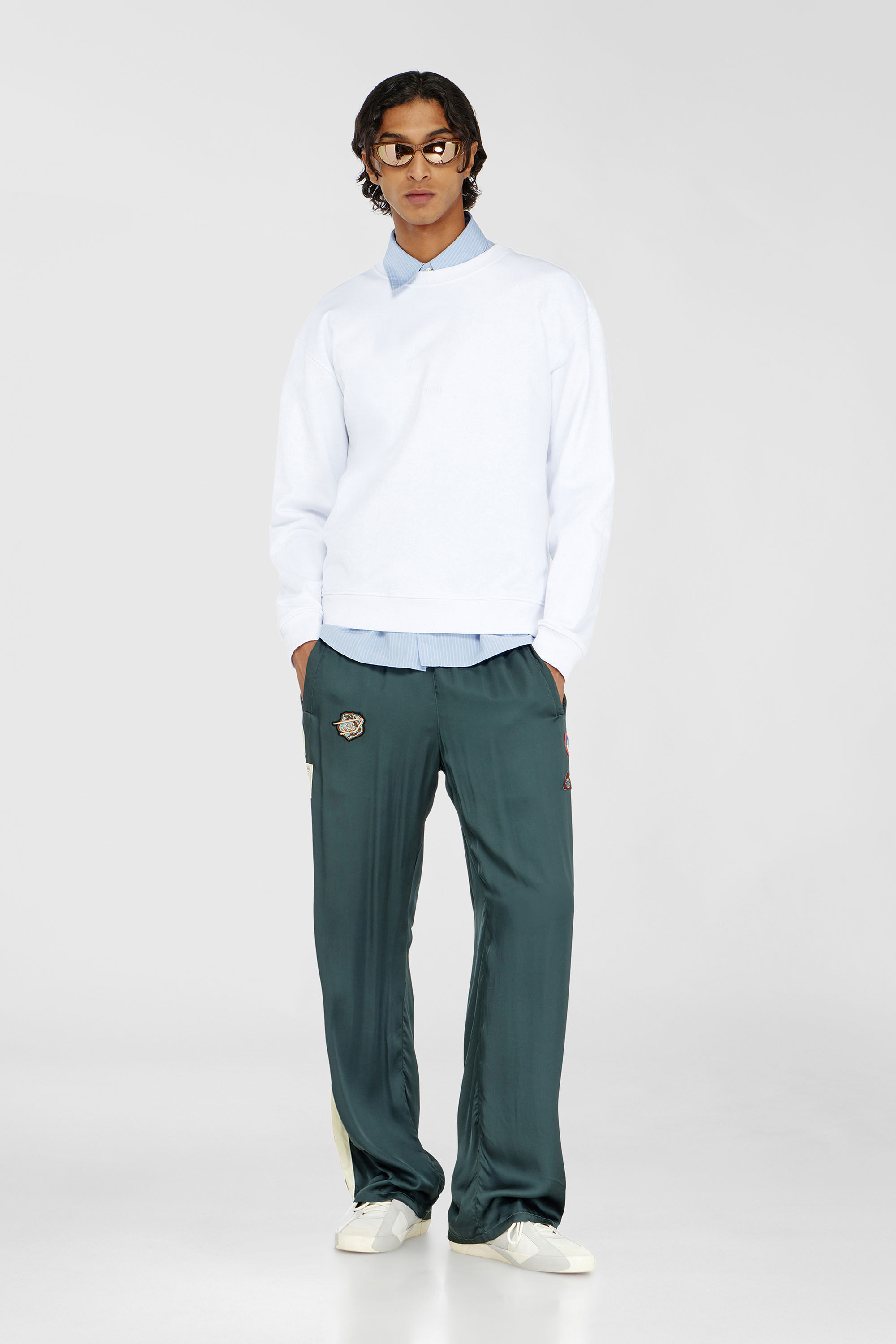 Diesel - S-NORM-AA5, Man's Cotton sweatshirt with micro logo embroidery in White - 1