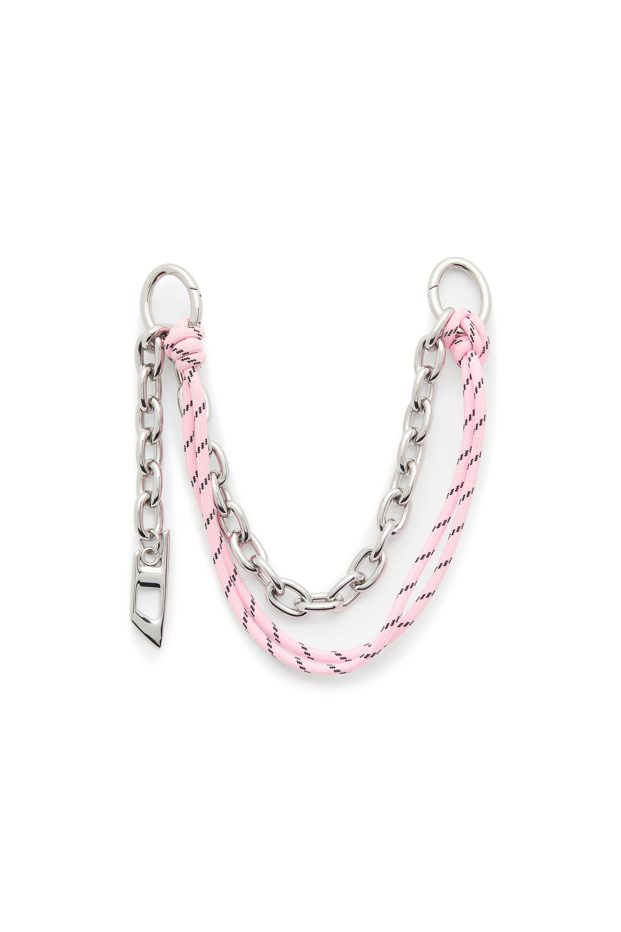 Diesel - CHAIN-D M, Woman's Metal charm with chain and rope detail in Silver/Pink - 1