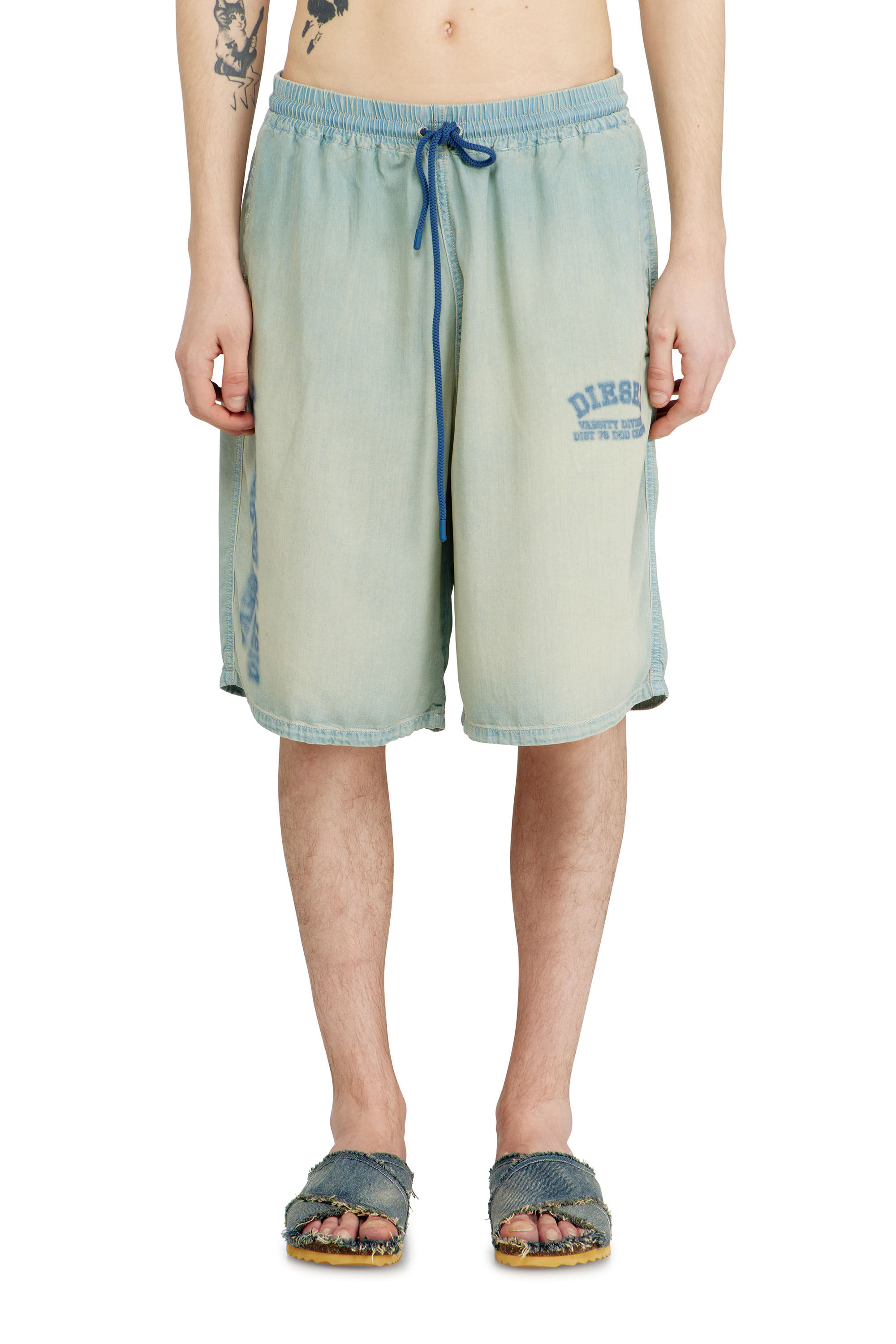 Diesel - D-ENIMOS-SHORT-S2, Unisex's Shorts in fluid dirt-effect denim in null - 1