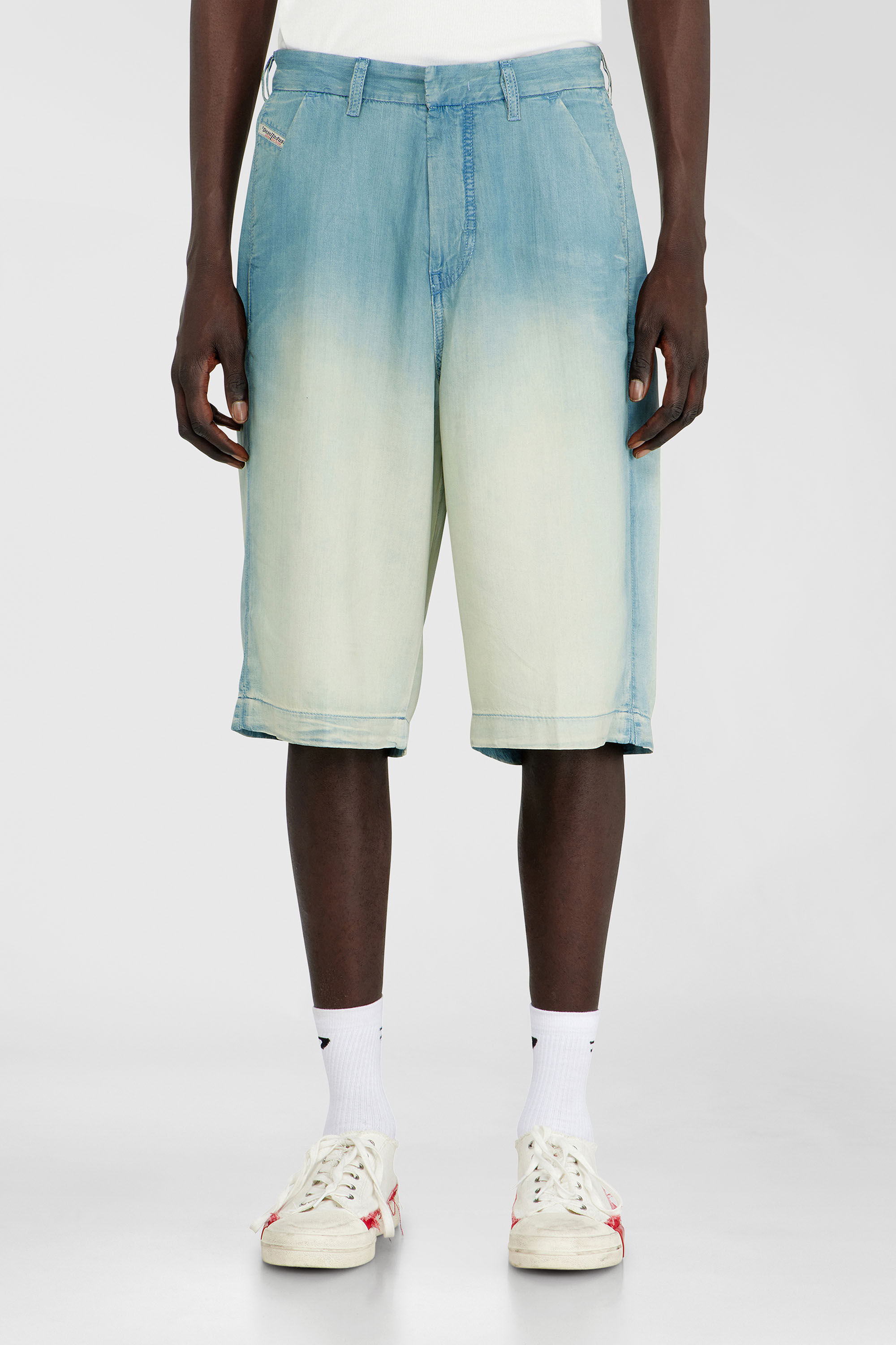 Diesel - D-TYLOR-SHORT-S, Man's Shorts in fluid overdyed denim in Light Blue - 3
