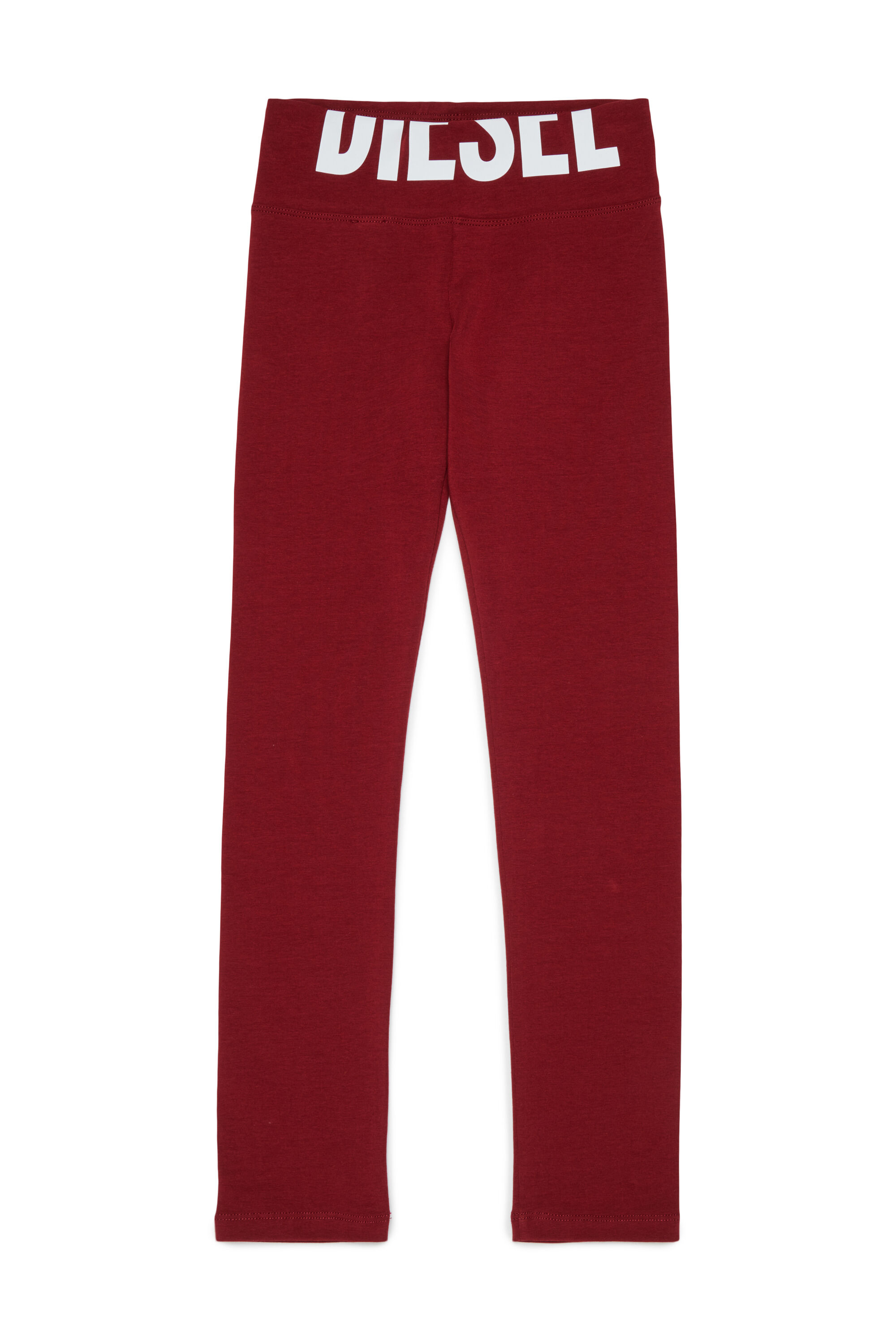 Diesel - PCEFY, Woman's Cotton leggings with cut-off logo in Red - 1