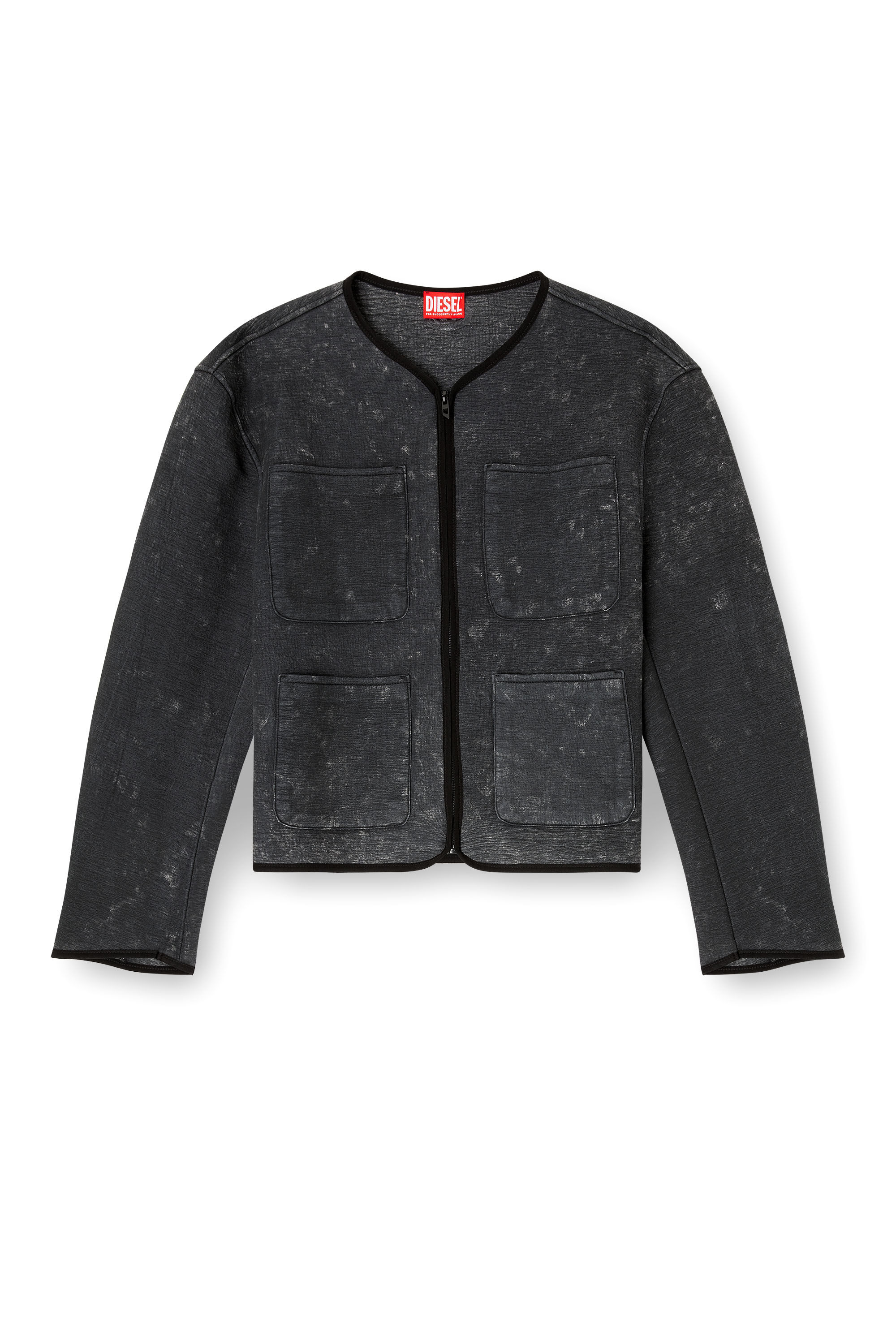 Diesel - G-TES, Woman's Marbled-effect scuba jacket with pockets in null - 2