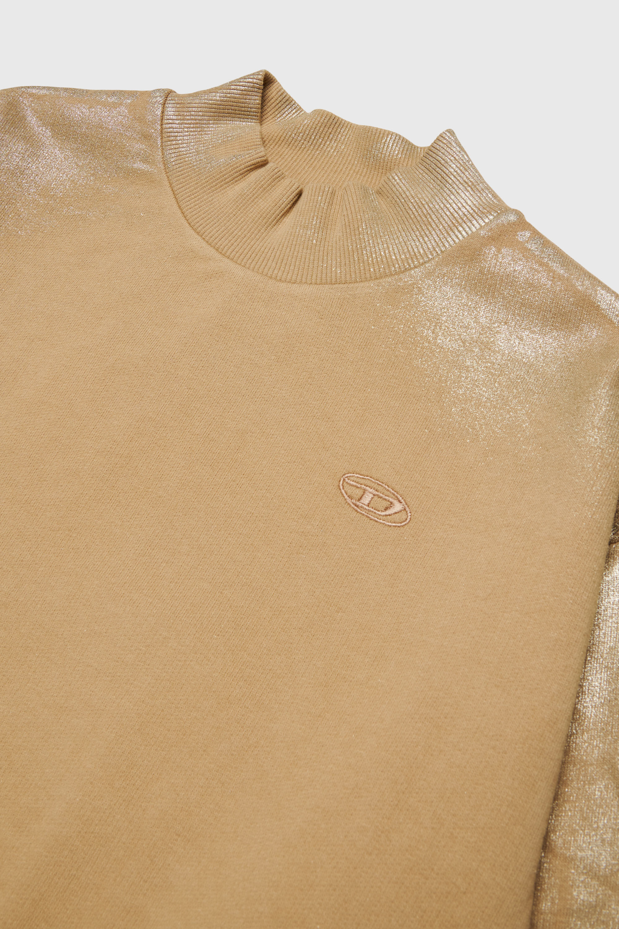 Diesel - SFALEXNS1, Woman's Sweatshirt with metallic-effect sleeves in Brown - 3