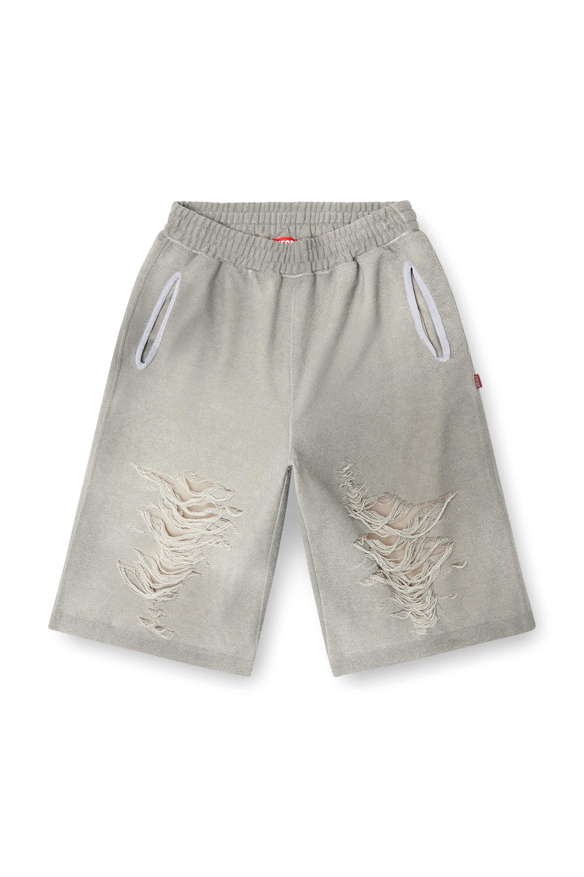 Diesel - P-PERC-SHORT, Man's Shorts with distressed knees in Grey - 2