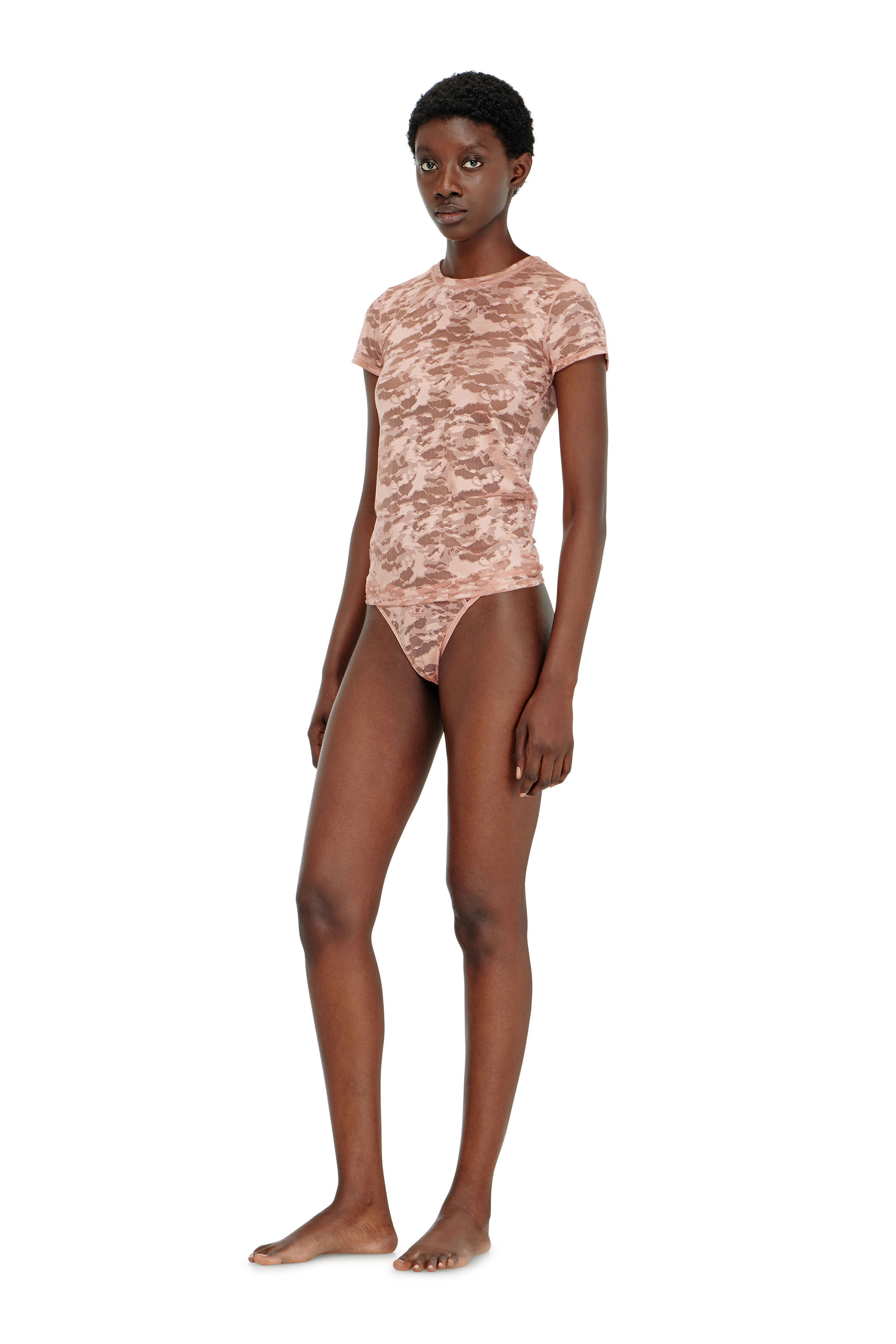 Diesel - KASIA-UTLT, Woman's Camo lace T-shirt in Nude - 1