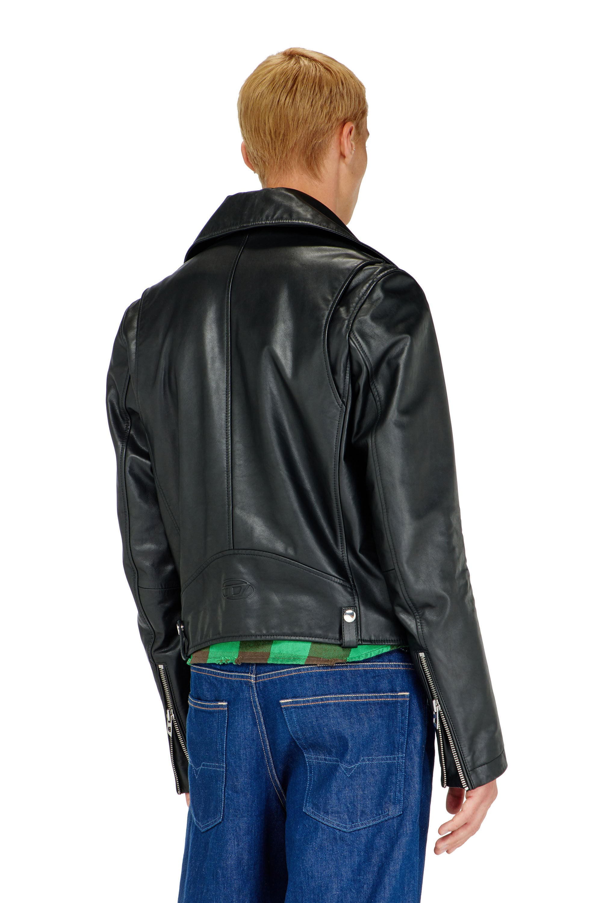 Diesel - L-EO-WRD, Man's Biker jacket in waxed leather in Black - 4