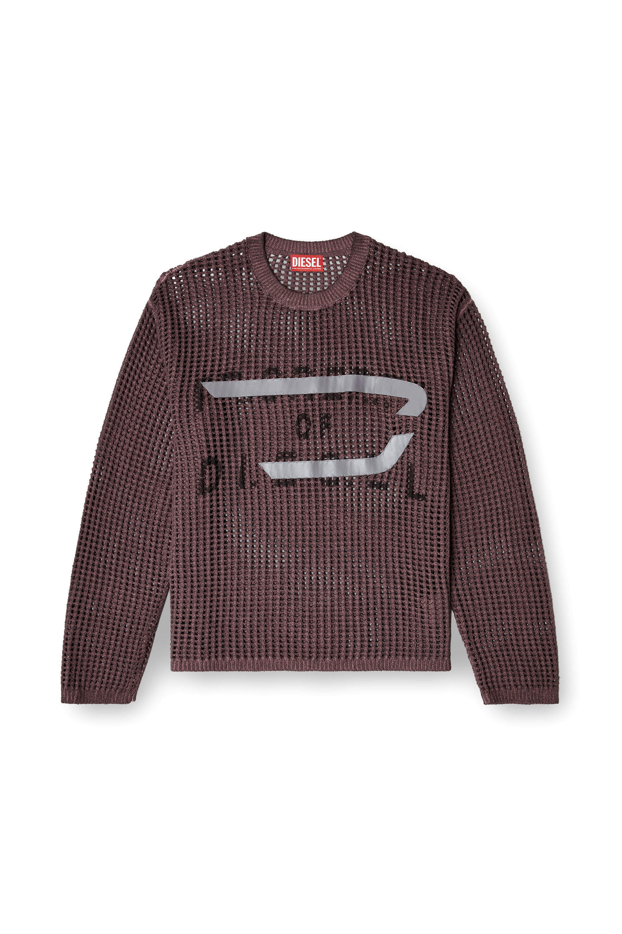 Diesel - K-ROCH, Man's Long-sleeve mesh-knit top in Violet - 2