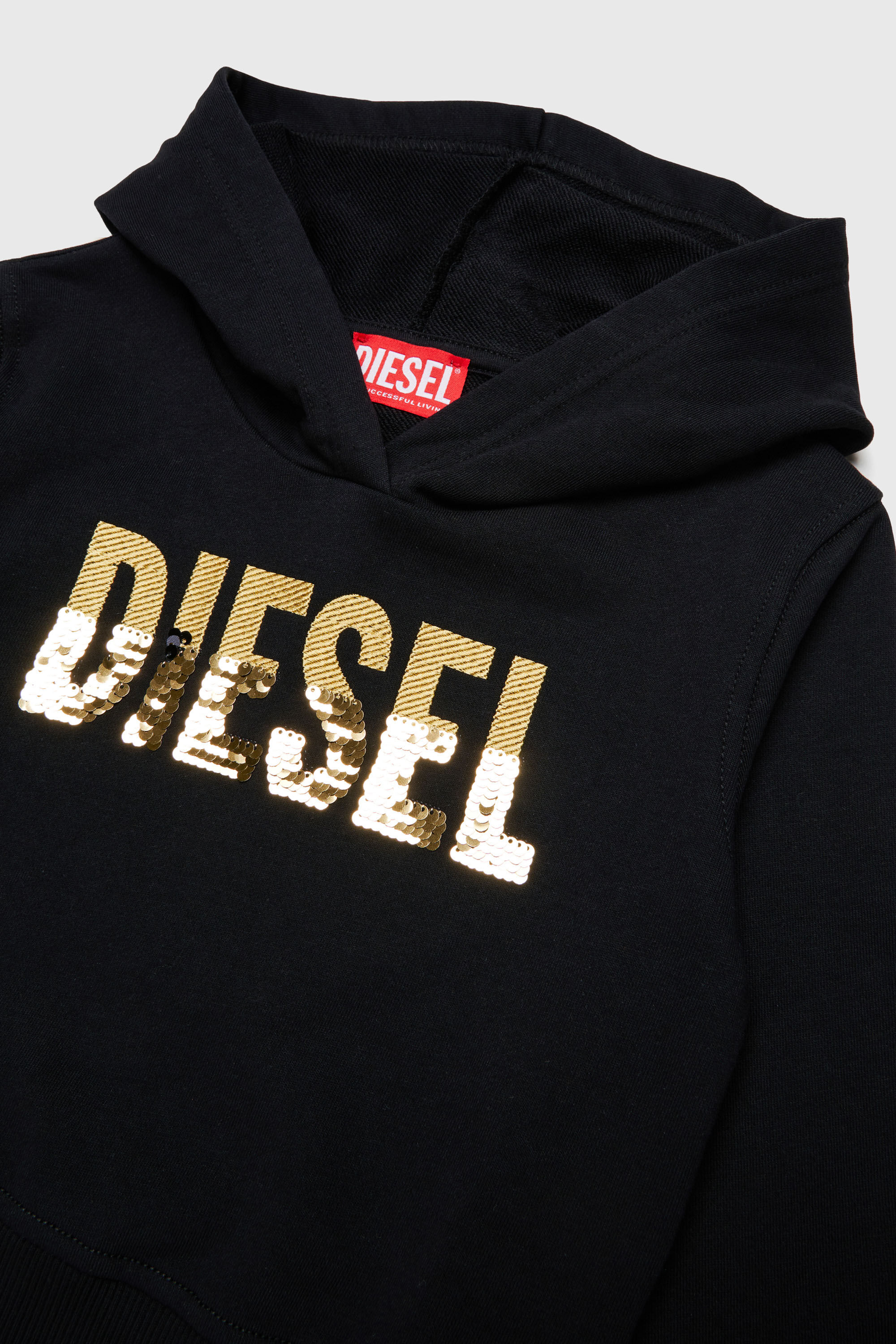 Diesel - SPALLYHOOD, Woman's Hoodie with sequin logo in Black - 3