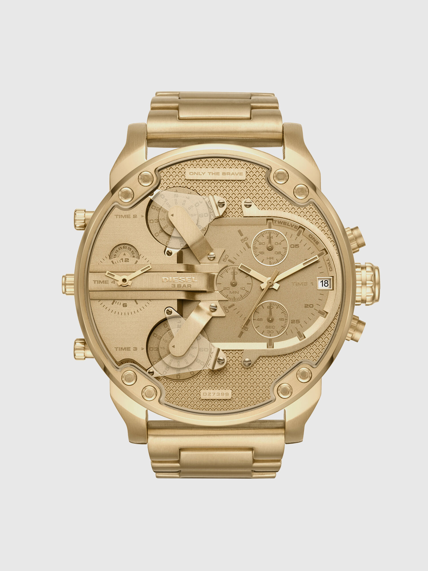 DZ7399 Man Mr. Daddy 2.0 gold tone watch with detailed dial Diesel