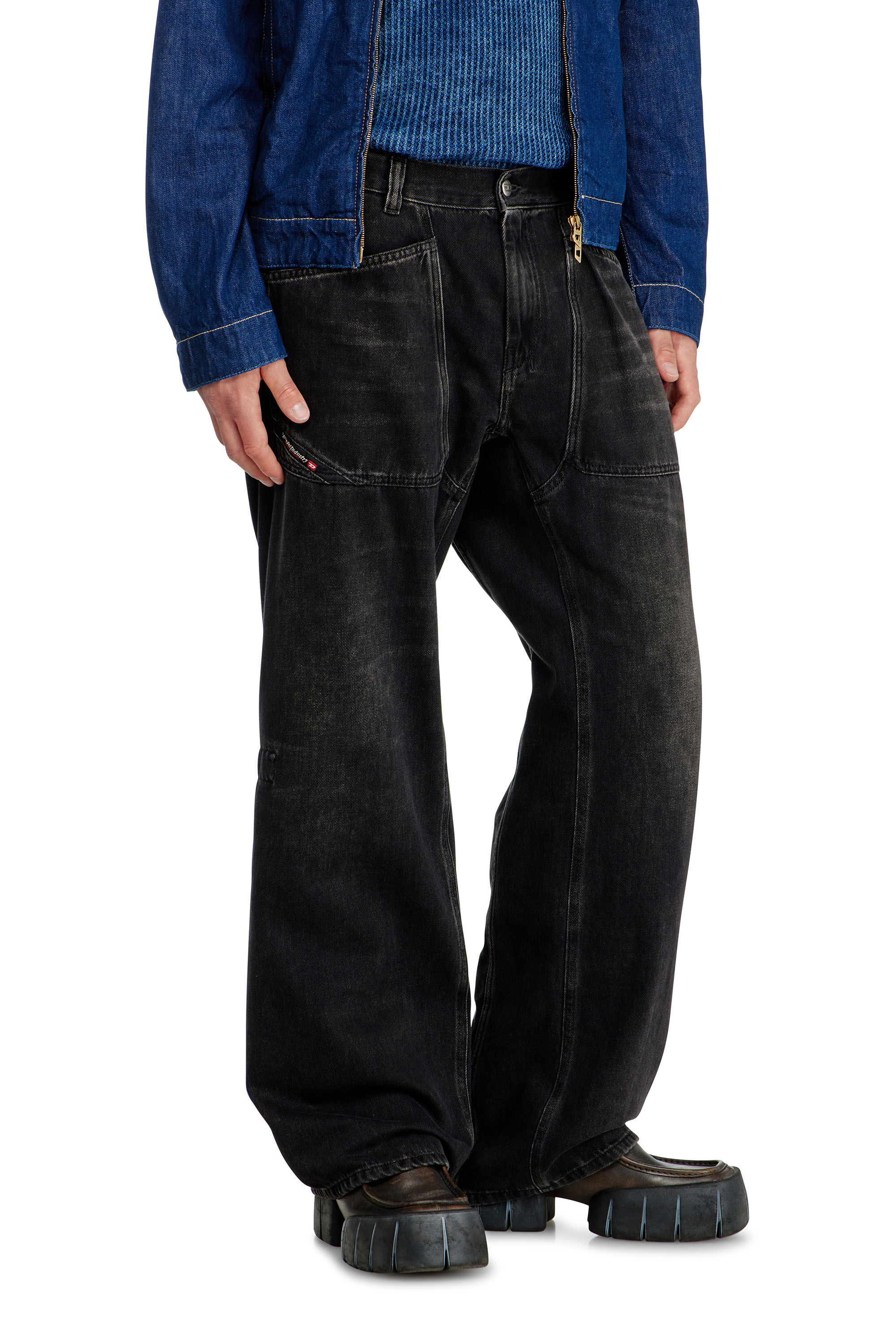 Diesel - Man's Relaxed Jeans D-Zeta 09J96, Black/Dark grey - 7