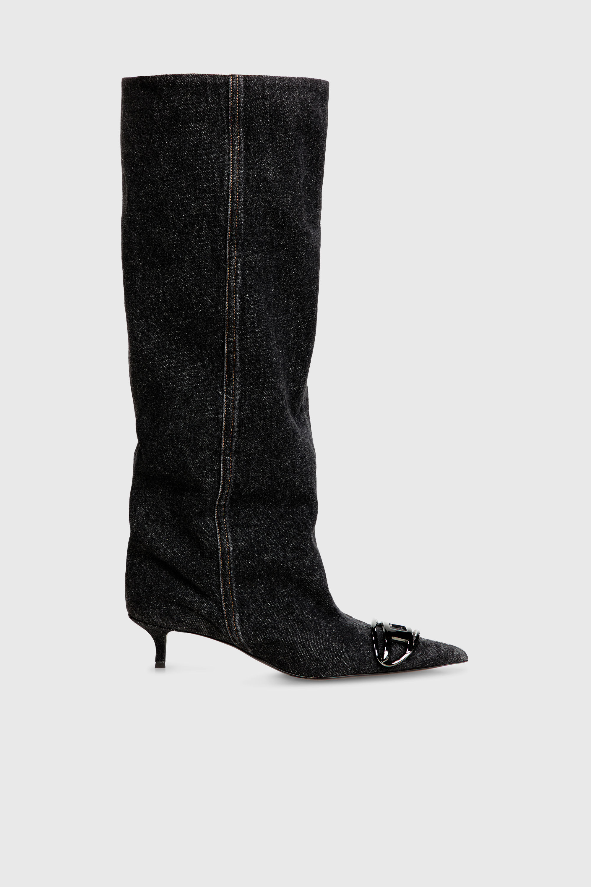Diesel - D-VENUS KB SLOUCHY, Woman's D-Venus-Slouchy knee-high boot in denim in Black - 1