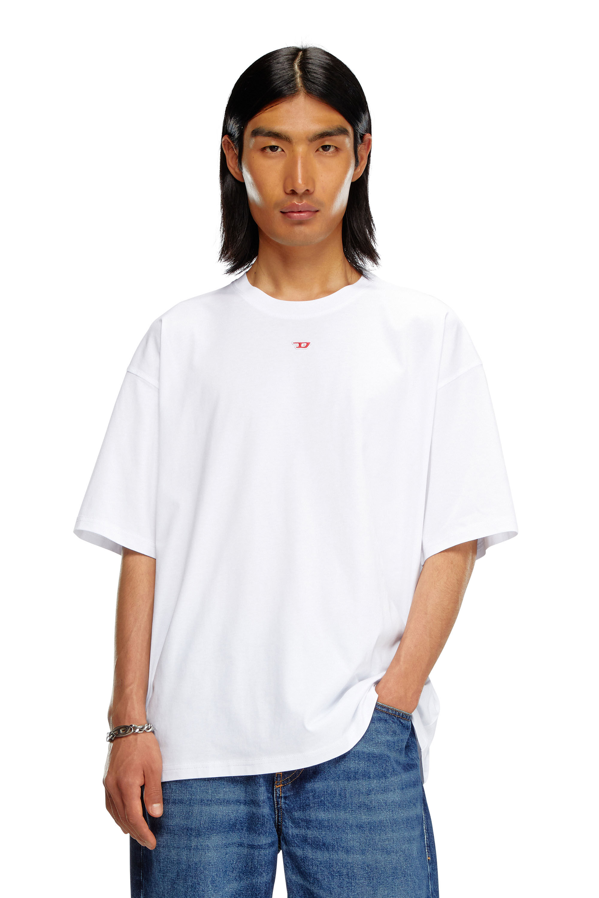 Diesel - T-BOXT-D, Unisex T-shirt with embroidered D patch in White - Image 3