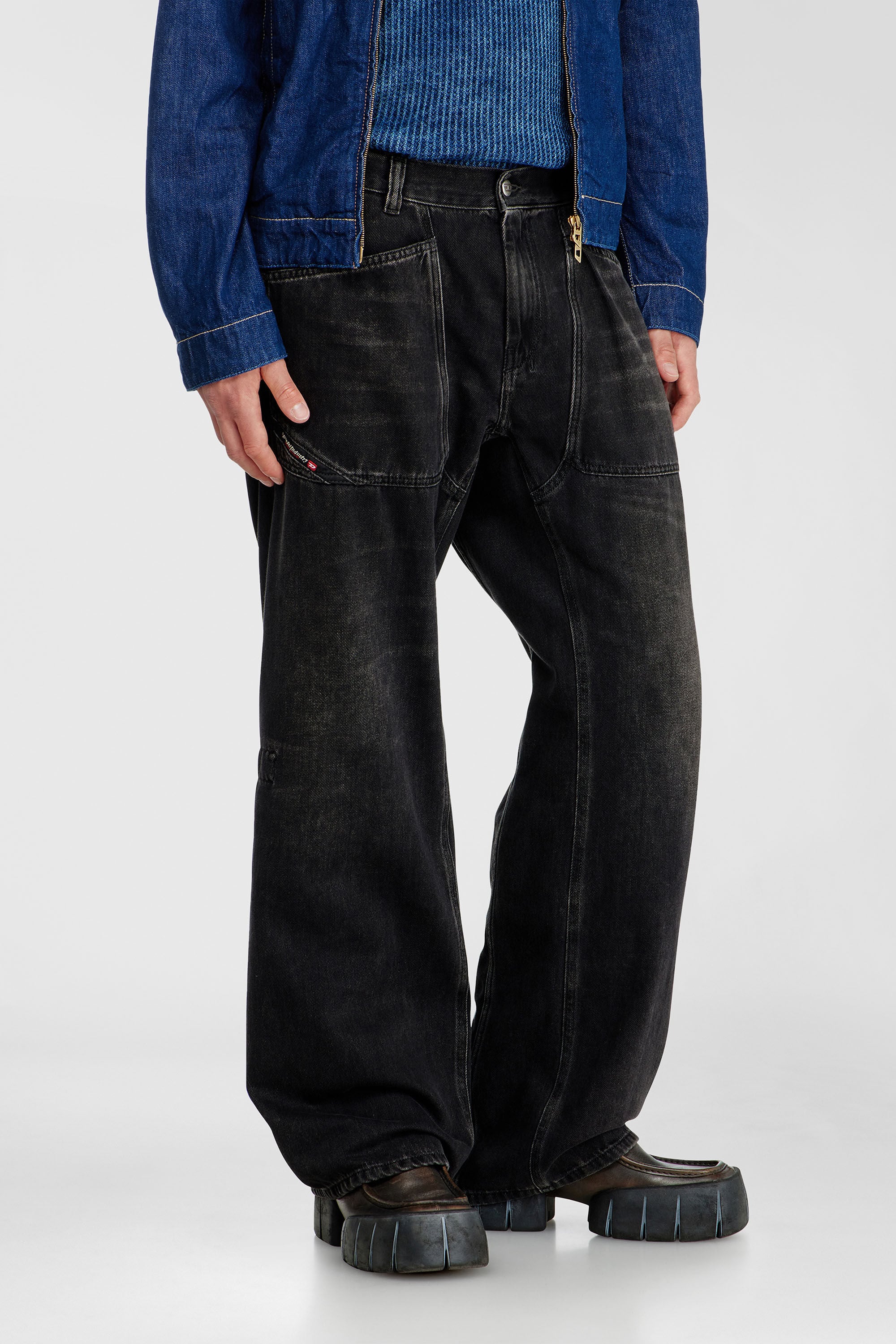 Diesel - Man's Relaxed Jeans D-Zeta 09J96, Black/Dark grey - 7