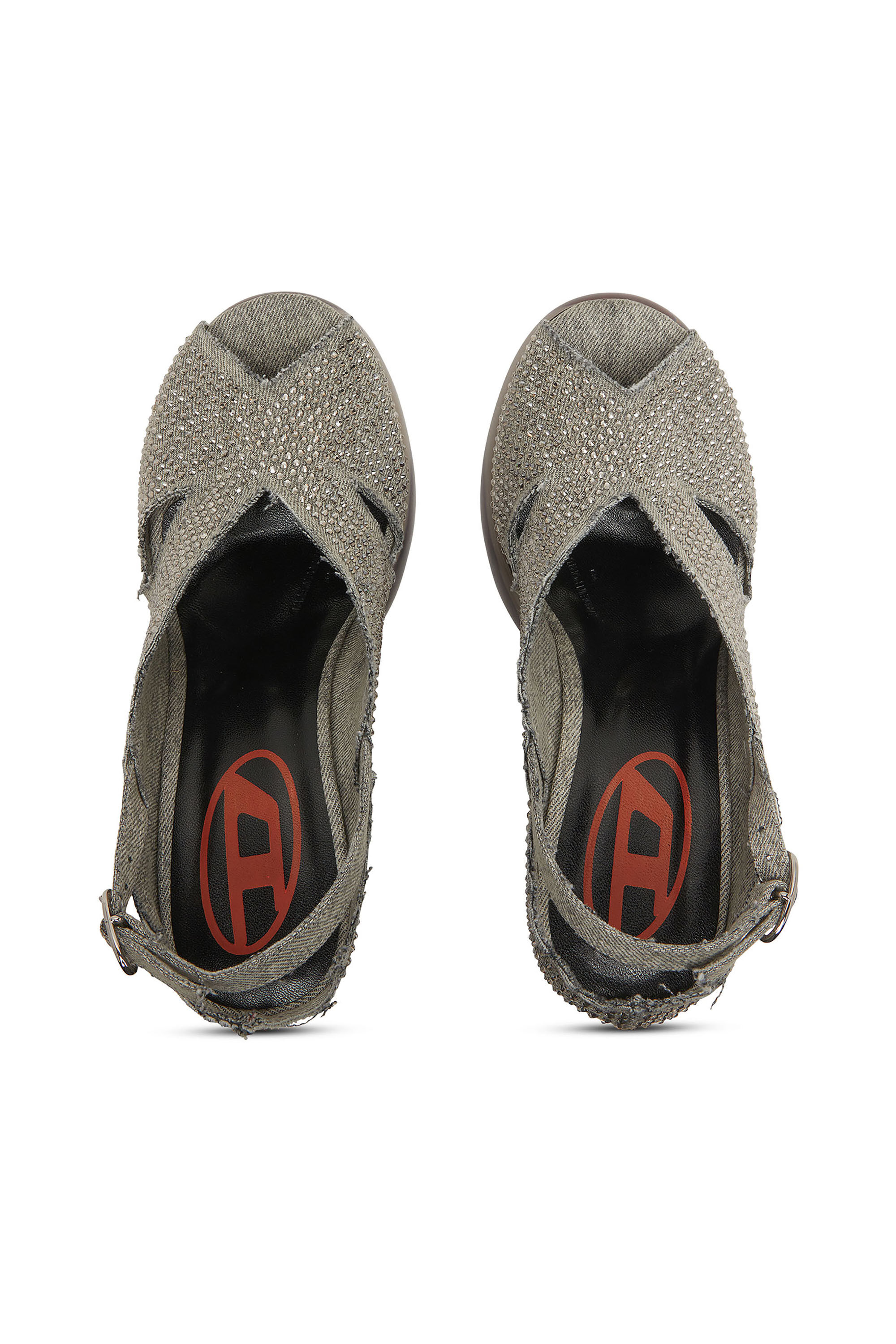 Diesel - D-LAKE PLATFORM SDL, Woman's D-Lake-Platform sandals in crystal denim and plexiglass in Grey - 4