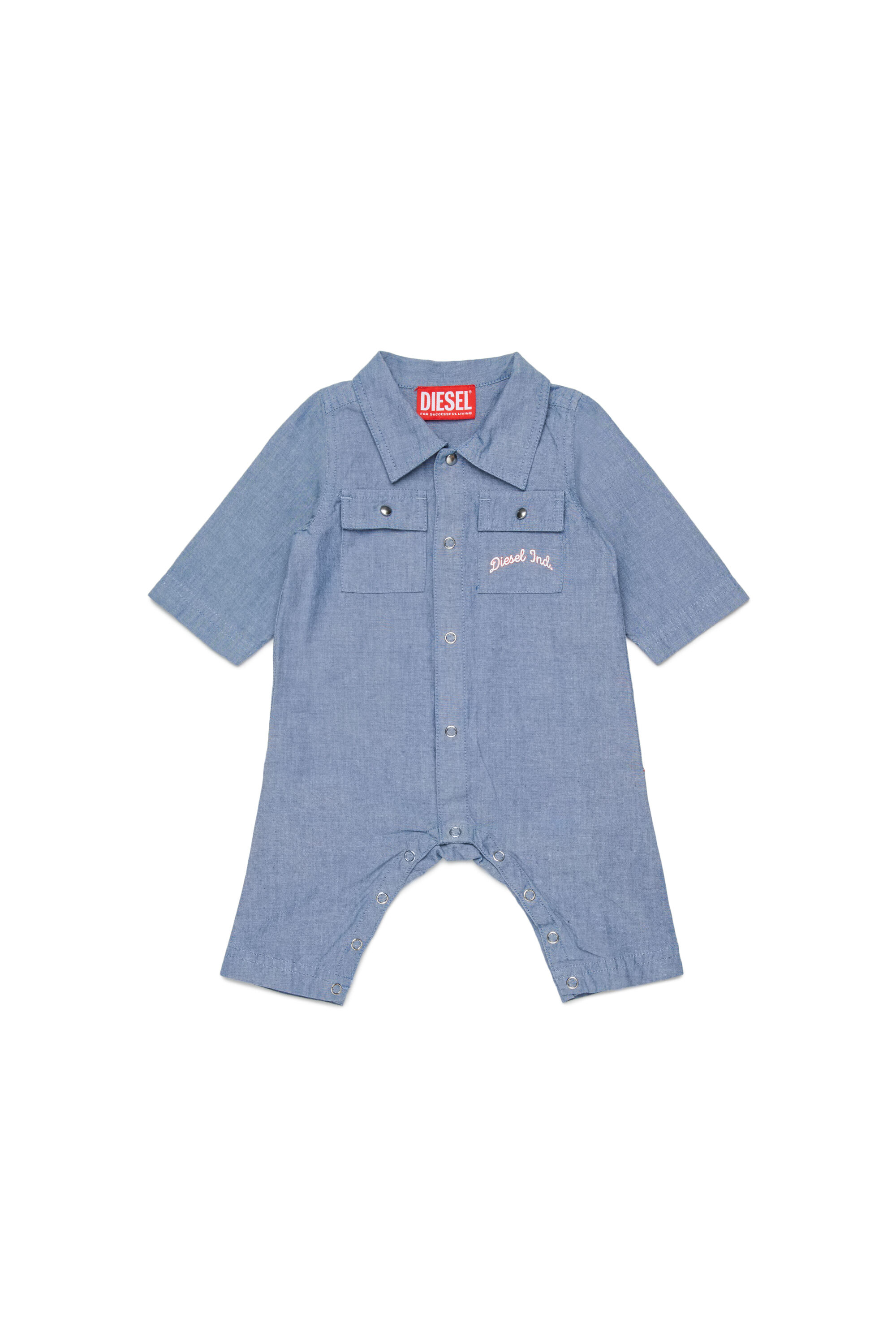 Diesel - JUSTY-NB, Unisex's Cotton jumpsuit with embroidered pockets in Blue - 1