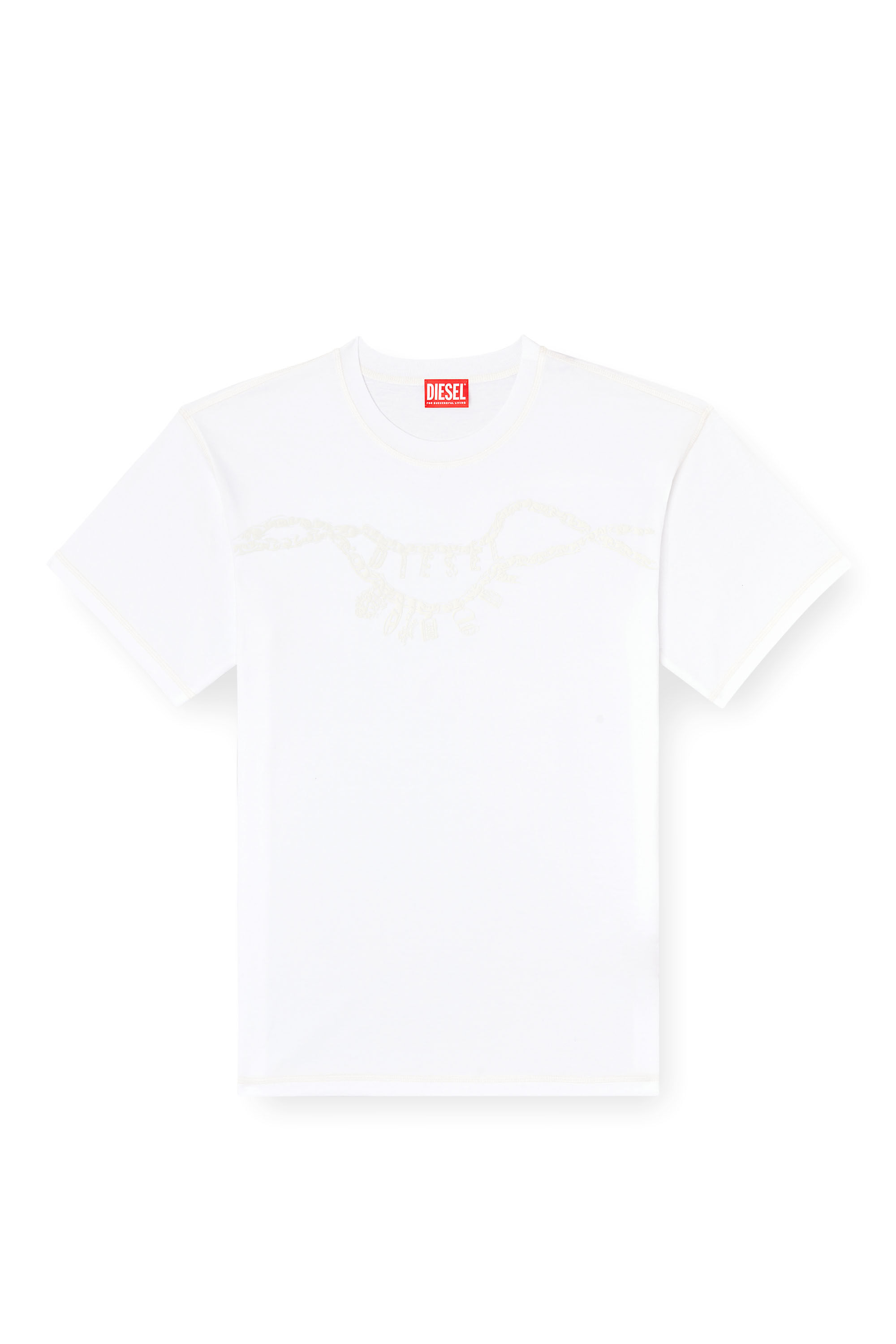 Diesel - T-NORM-HOSHI, Unisex's T-shirt with charm necklace print in White - 2