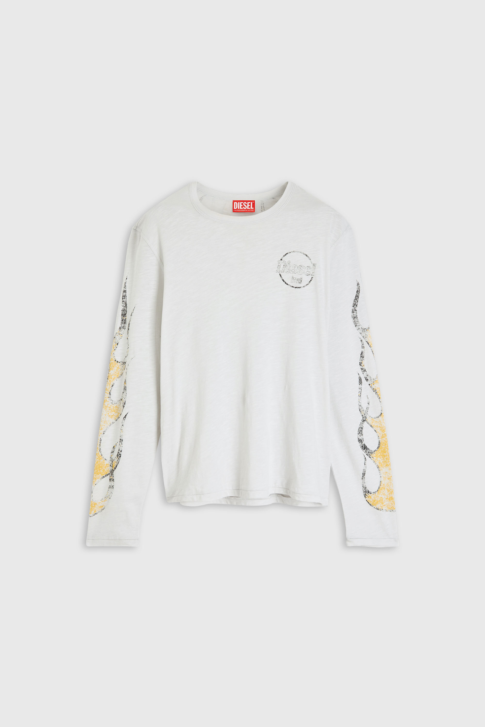 Diesel - T-NOTS-LS, Man's Long-sleeve T-shirt in slub jersey with crack print in White - 2