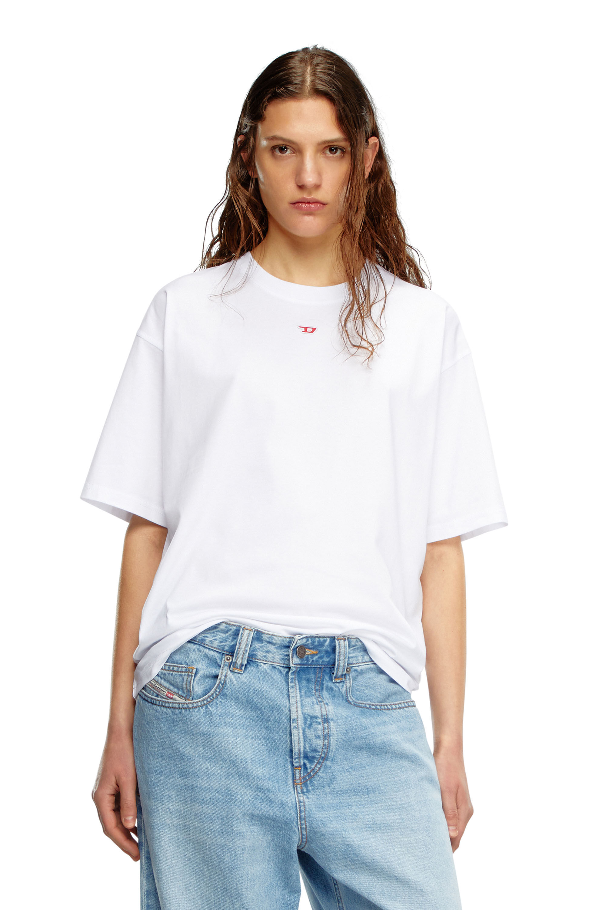 Diesel - T-BOXT-D, Unisex T-shirt with embroidered D patch in White - Image 5
