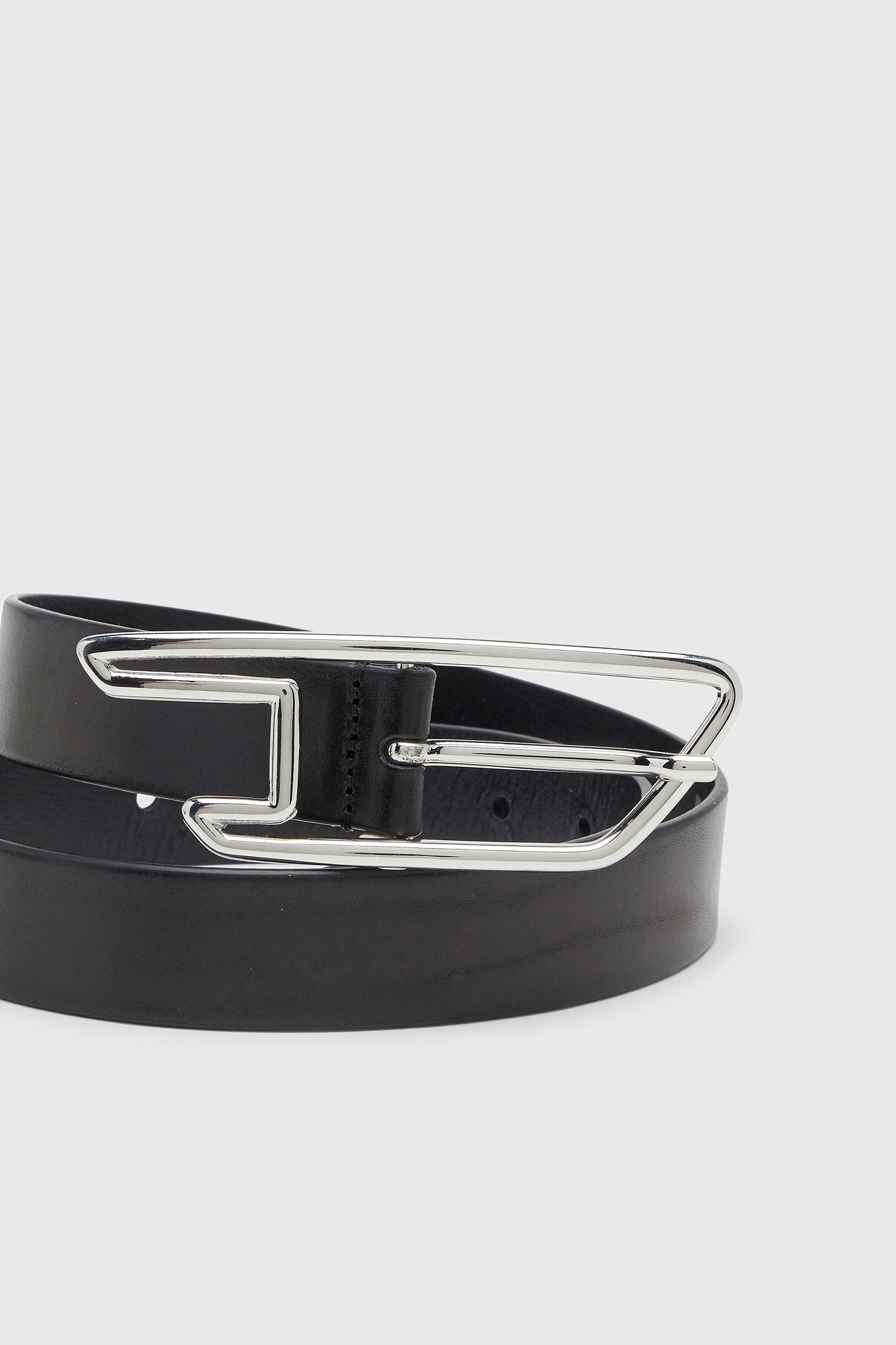 Diesel - B-D LINE W 30, Woman's 3cm belt in pull-up leather in Black - 3