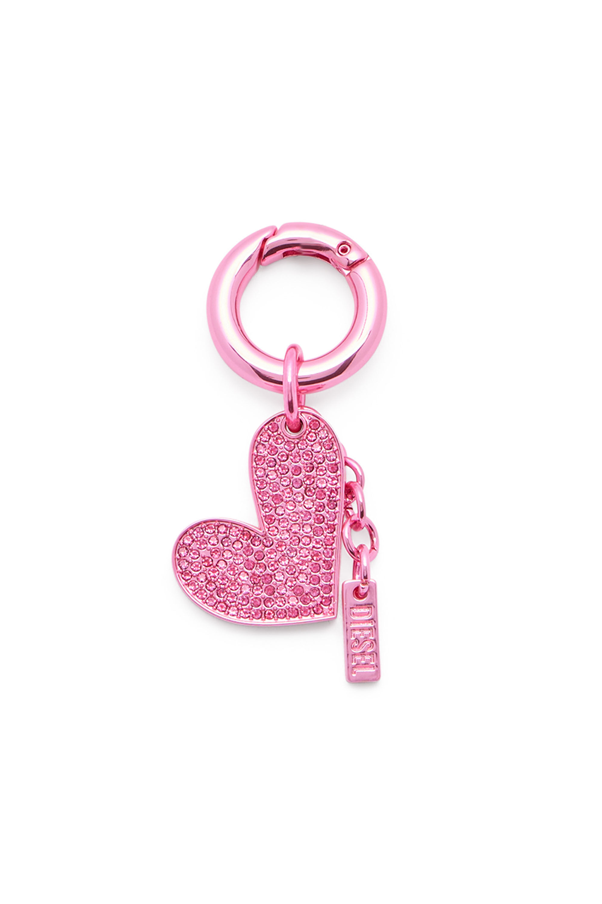 Diesel - CHARM-HEART, Woman's Metal heart charm with rhinestones in Pink - 1