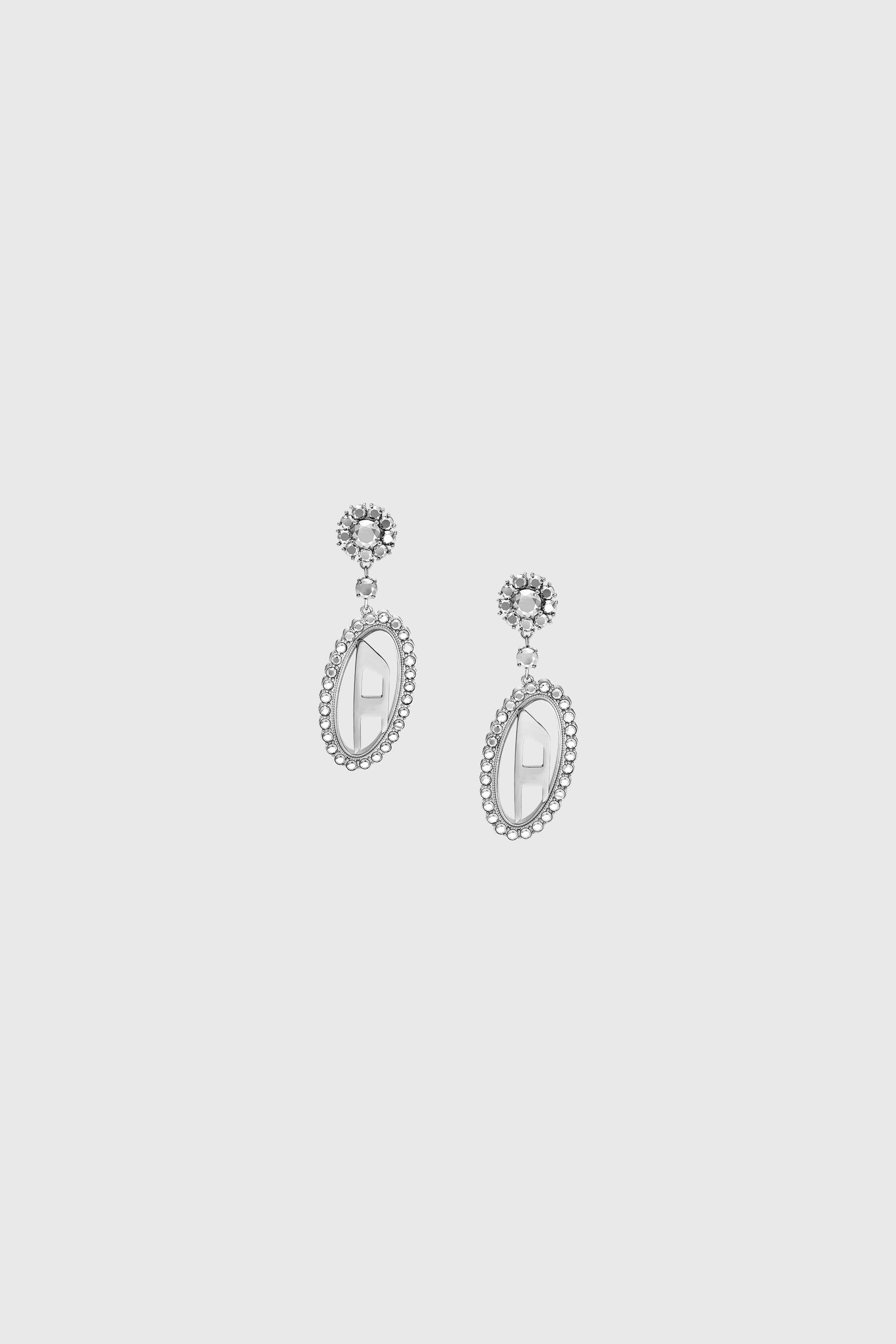 Diesel - DX1751040, Unisex's Stainless steel pave drop earrings in Silver - 2