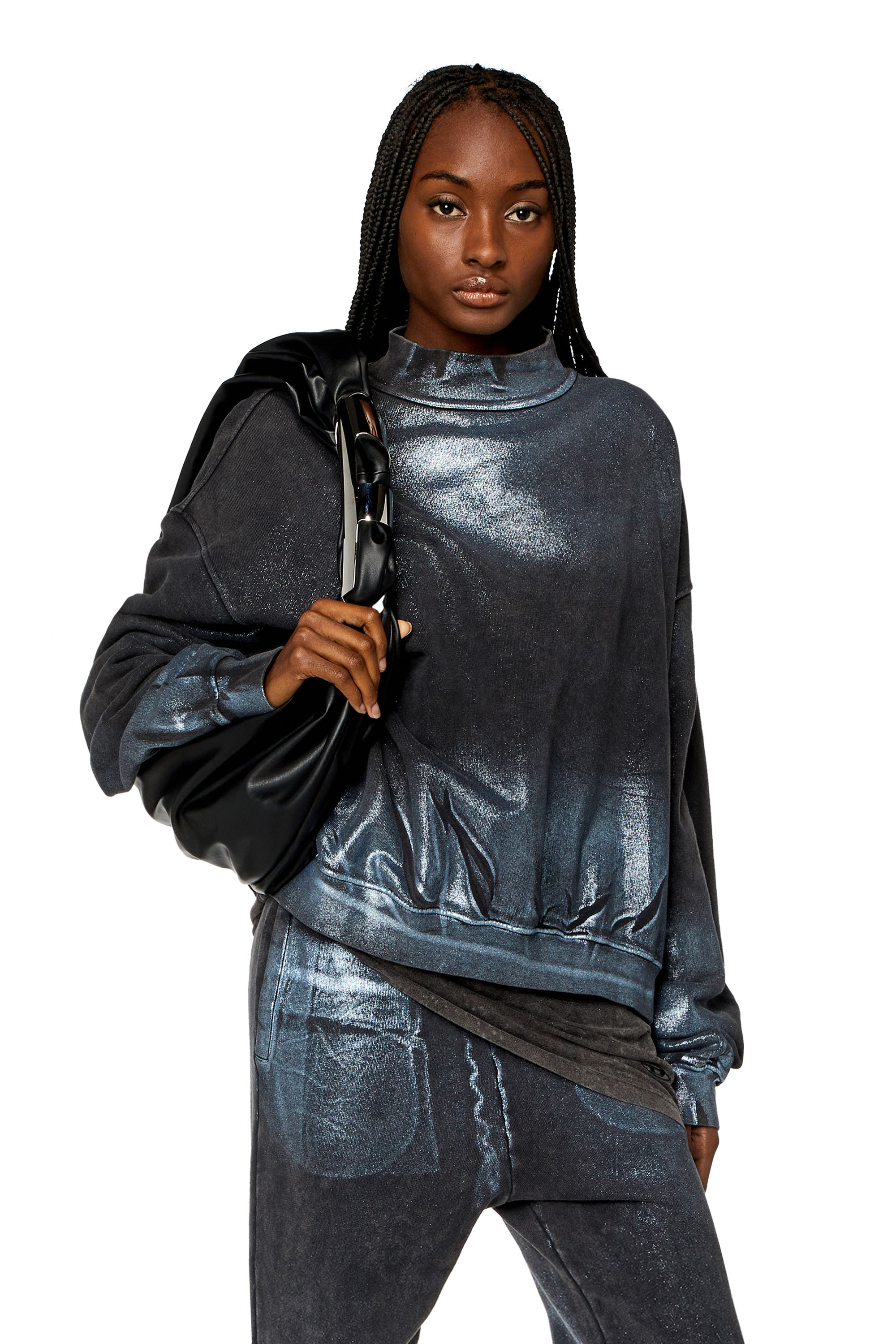 Diesel - F-ALEXAN, Woman Faded metallic sweatshirt in Multicolor - Image 1