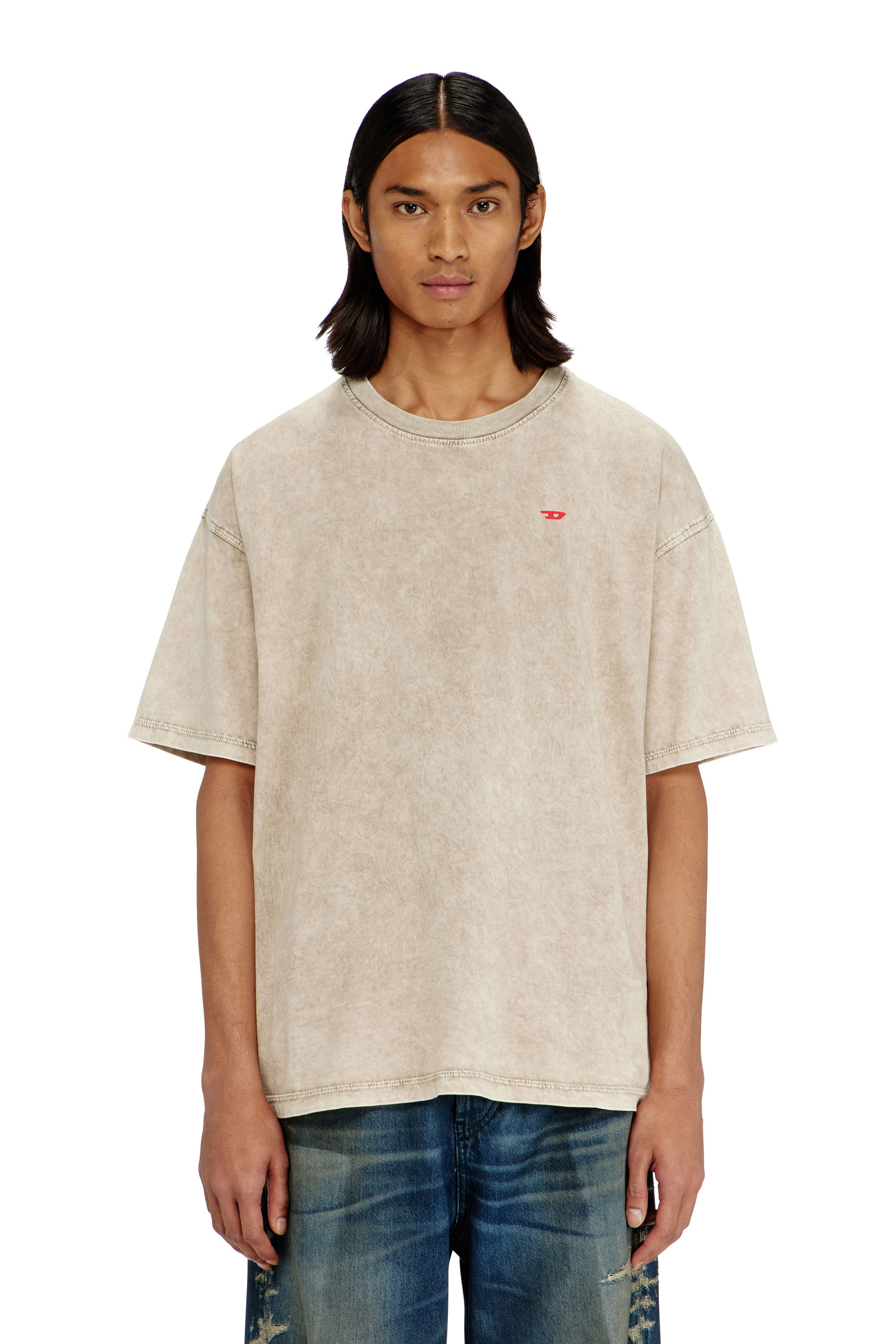 Diesel - T-BOXT-AA14, Man's Cotton T-shirt with treated effect in Beige - 1