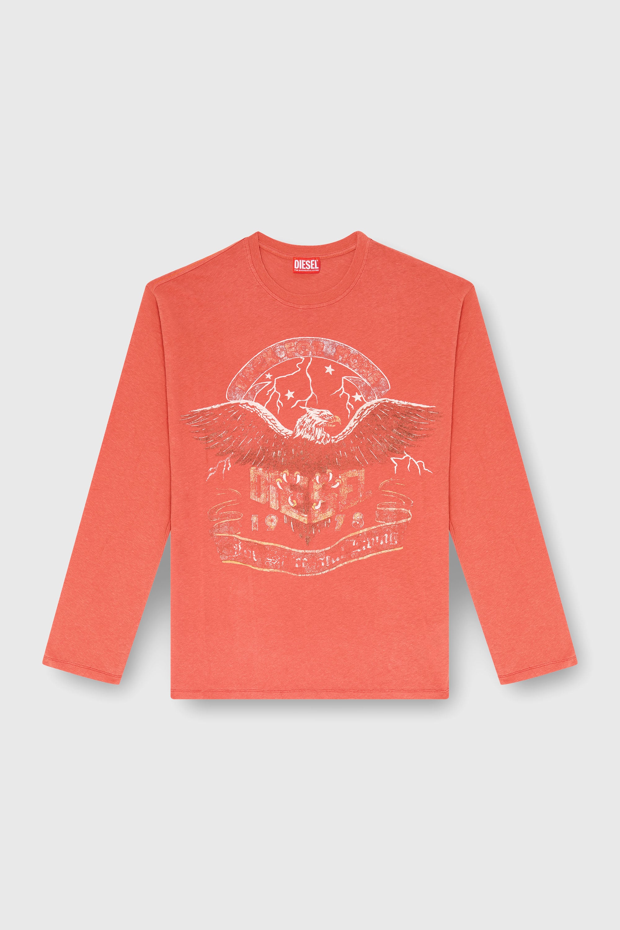 Diesel - T-GERI-LS, Man's Long-sleeve T-shirt with concert graphics in Coral Rose - 1