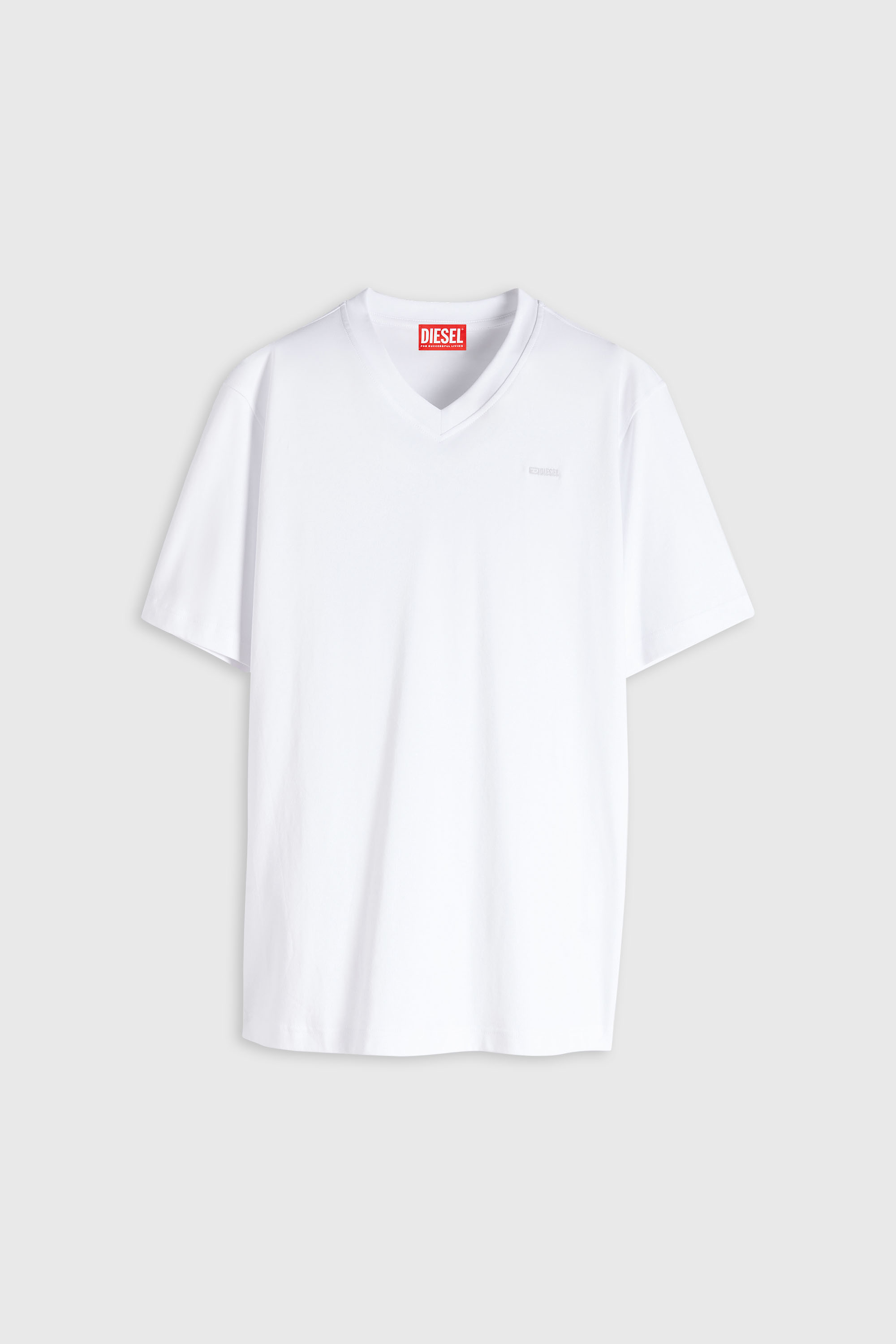 Diesel - T-ADJUST-V-MICRODIV, Man's V-neck T-shirt with micro logo embroidery in White - 2