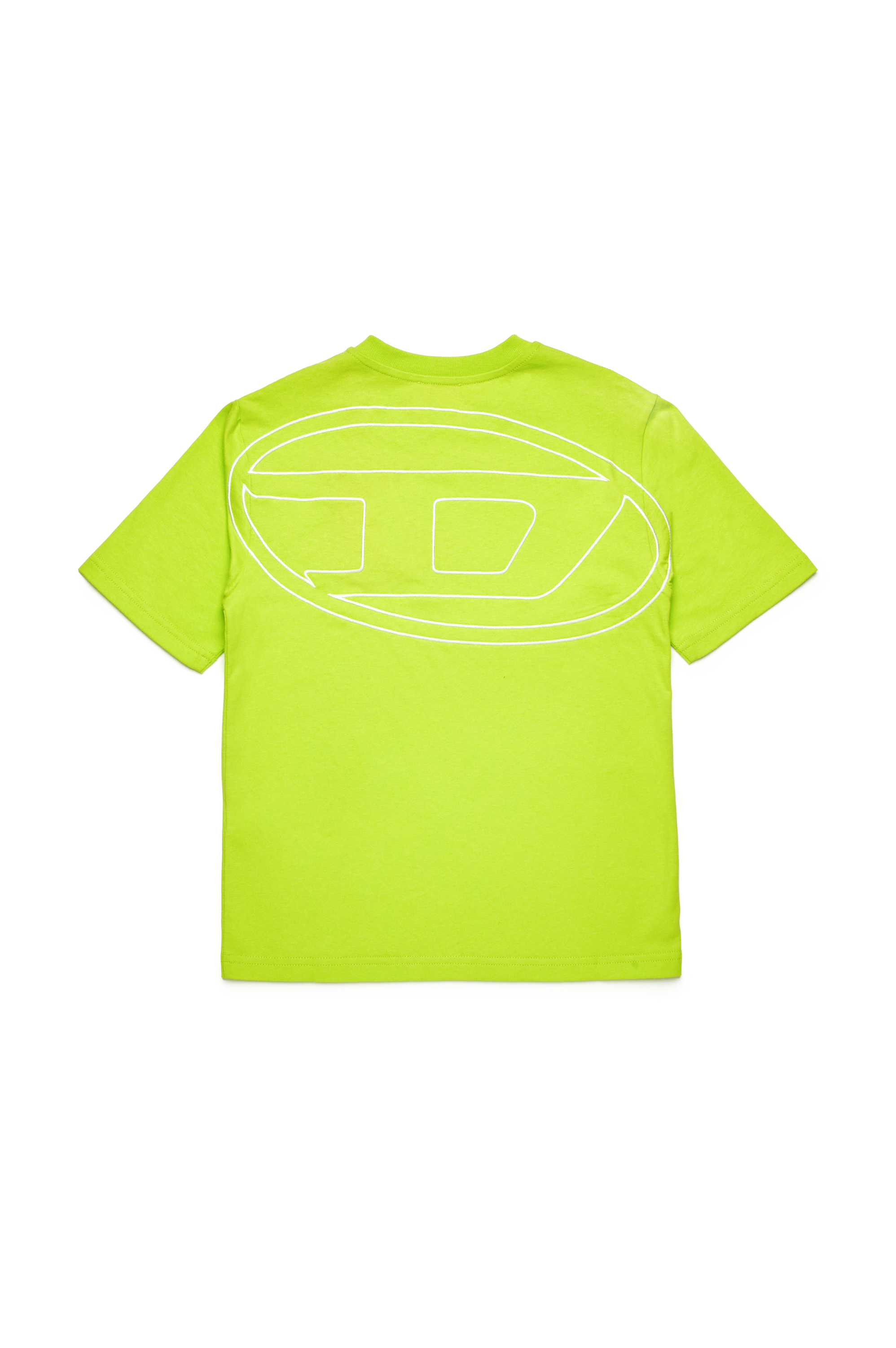 Diesel - TBOGGYMEGOVALD OVER, Man's T-shirt with mega Oval D embroidery in Green Fluo - 2