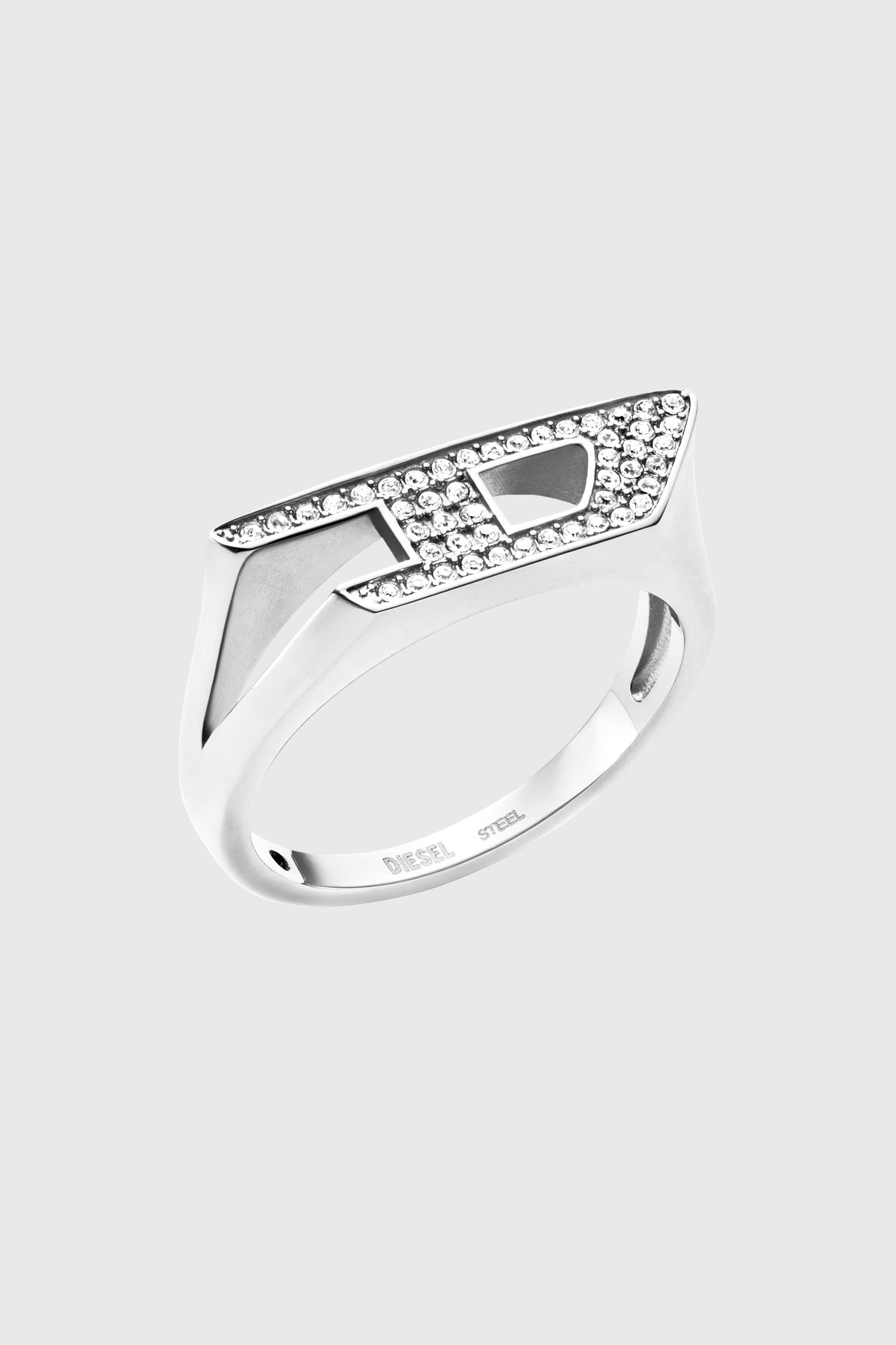 Stainless steel glitz signet ring