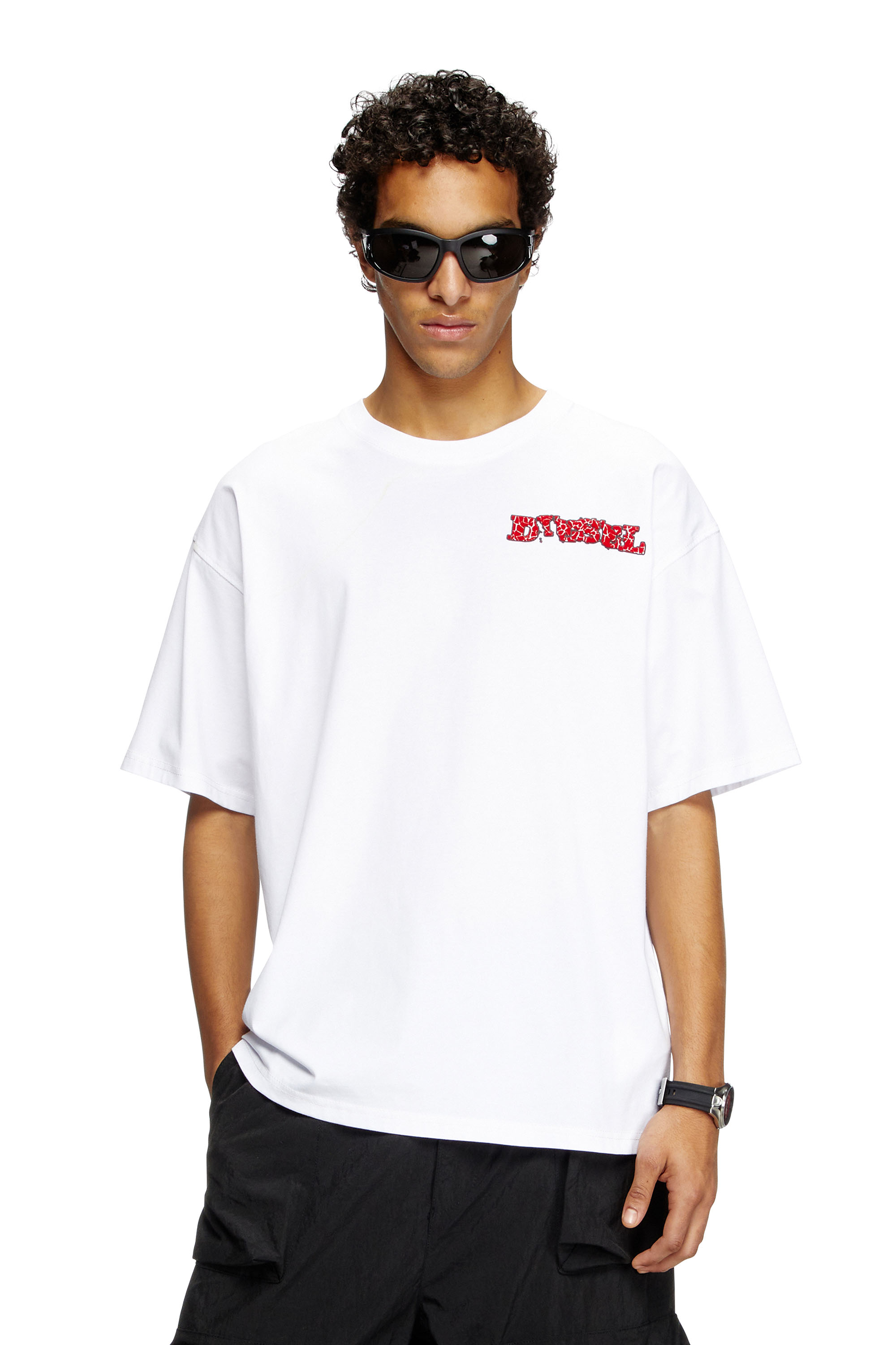 Diesel - T-BOXT-R20, Man's T-shirt with puffy flocked logo in White - 1