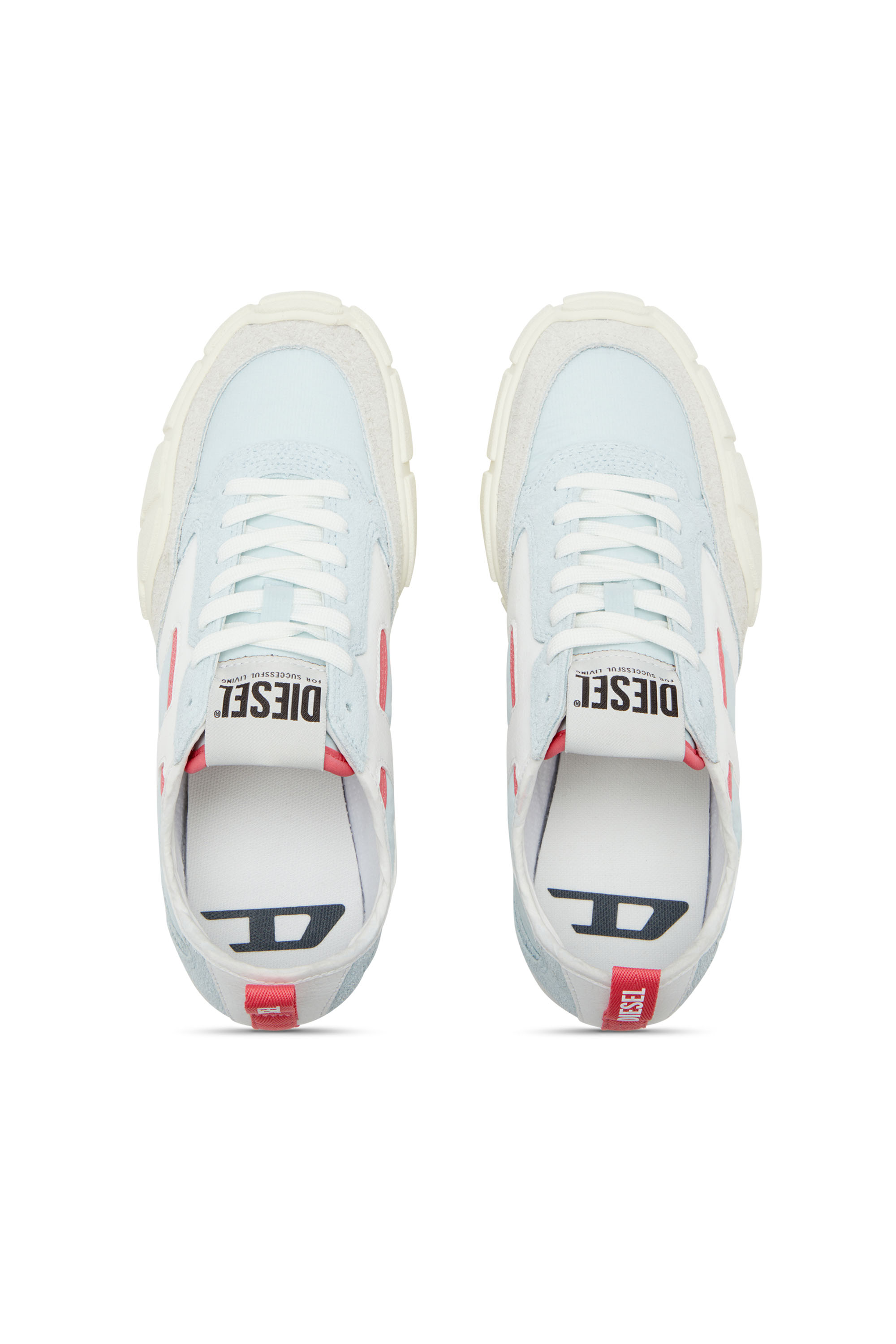 Diesel - S-PAGODHA LOW W, Woman's S-Pagodha-Sneakers in leather, suede and ripstop in Light Blue - 4