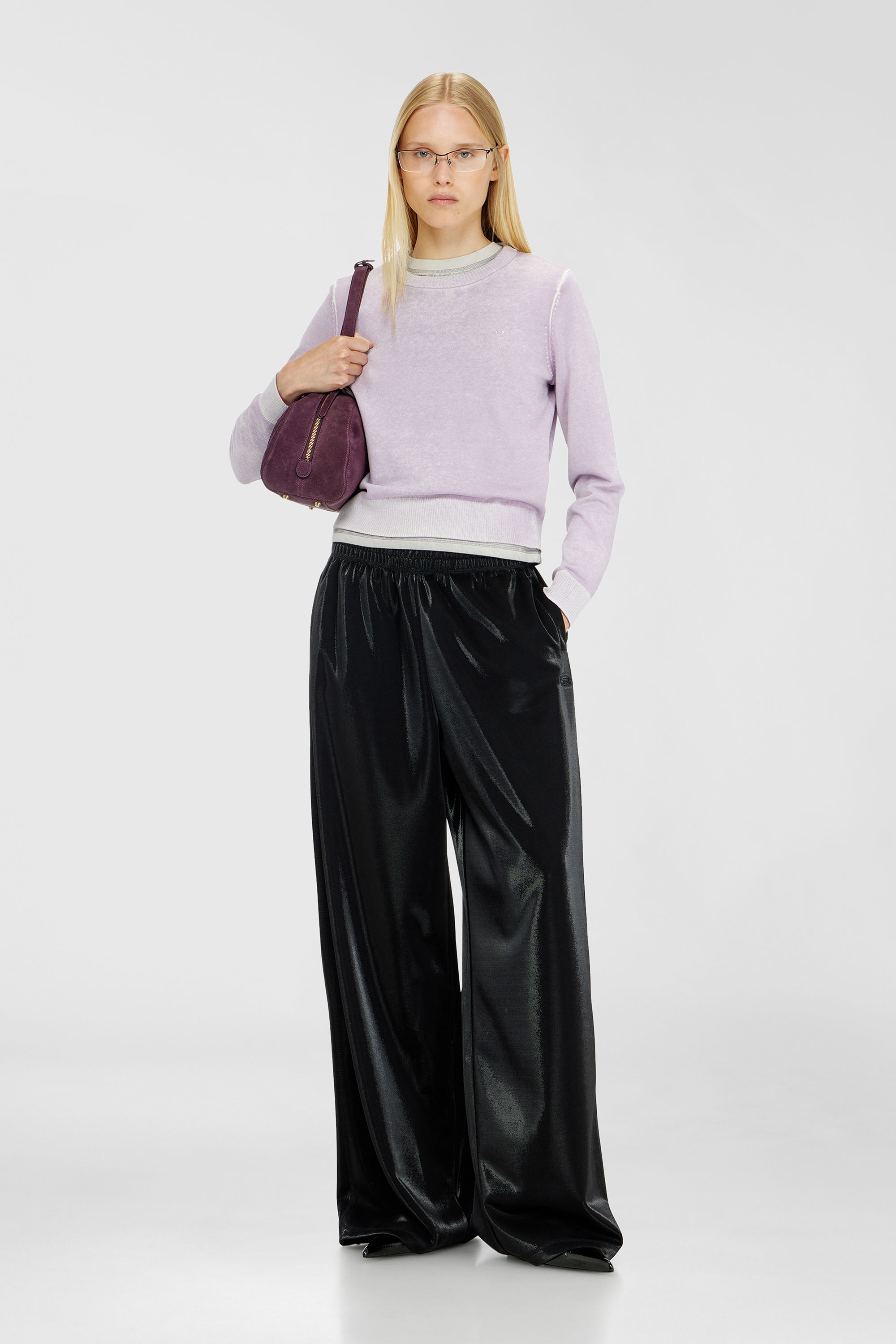 Sweatpants in shiny piquet fabric