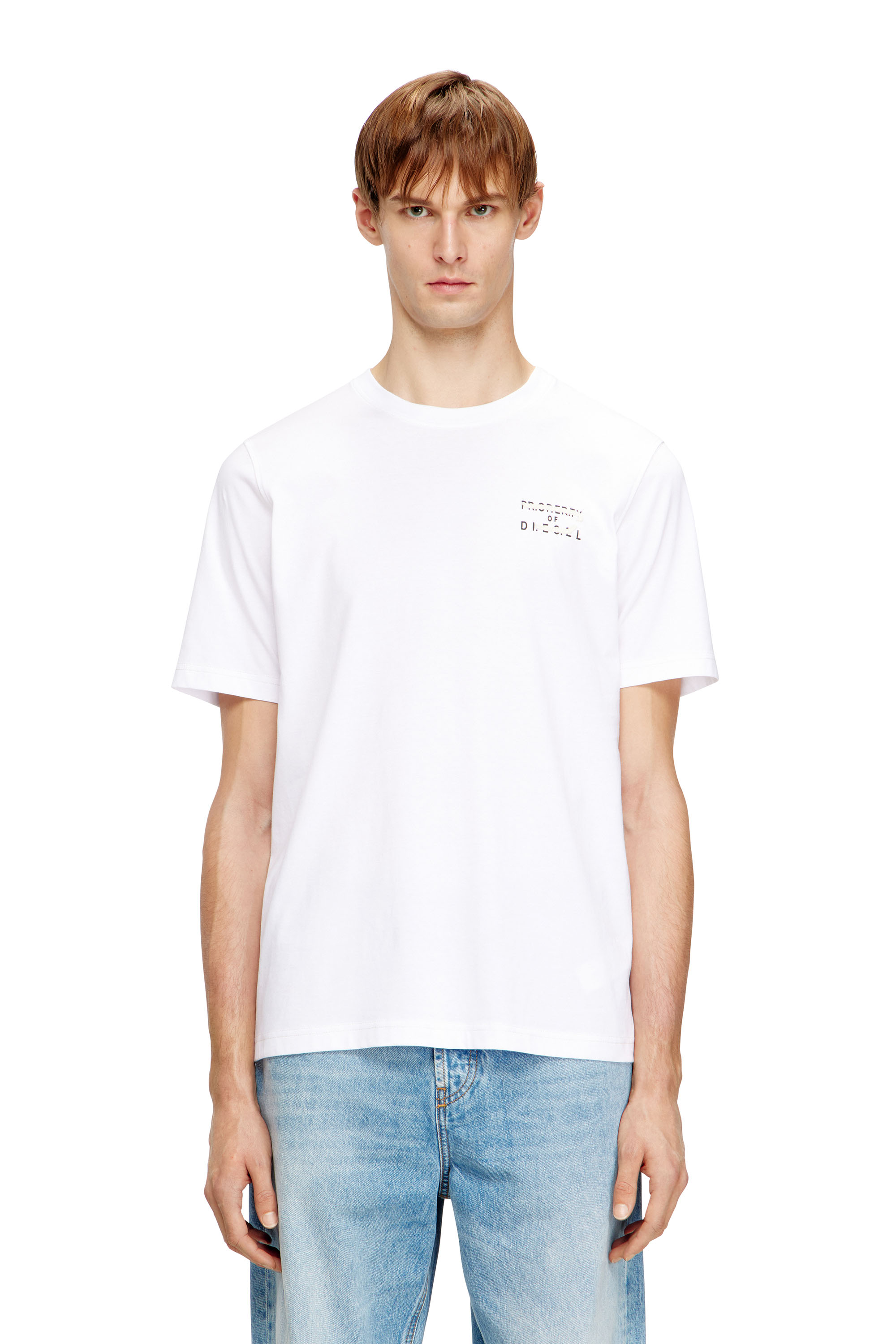 Diesel - T-ADJUST-V5, Man's Regular cotton T-shirt with puff print in White - 1