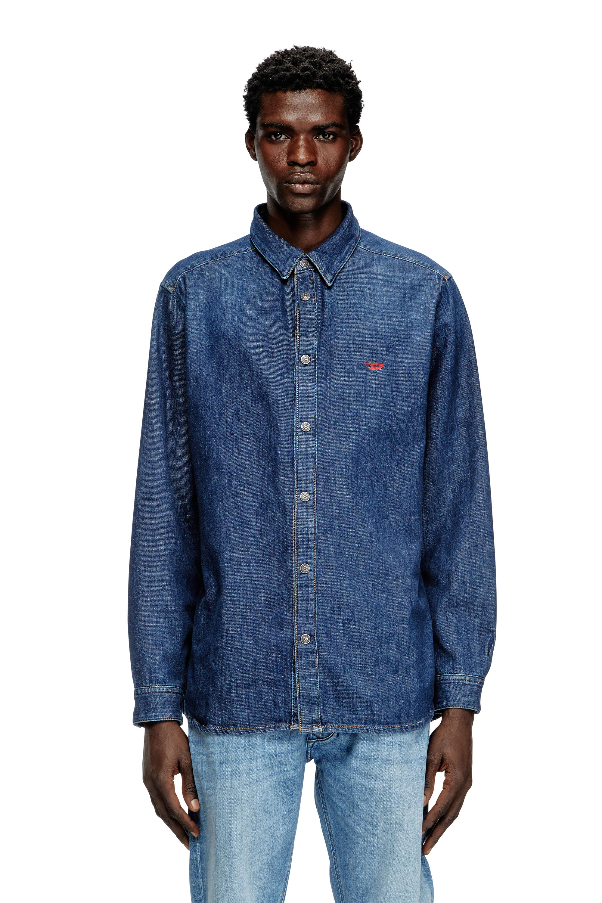 Diesel - D-SIMPLY, Man's Shirt in denim in Dark Blue - 1