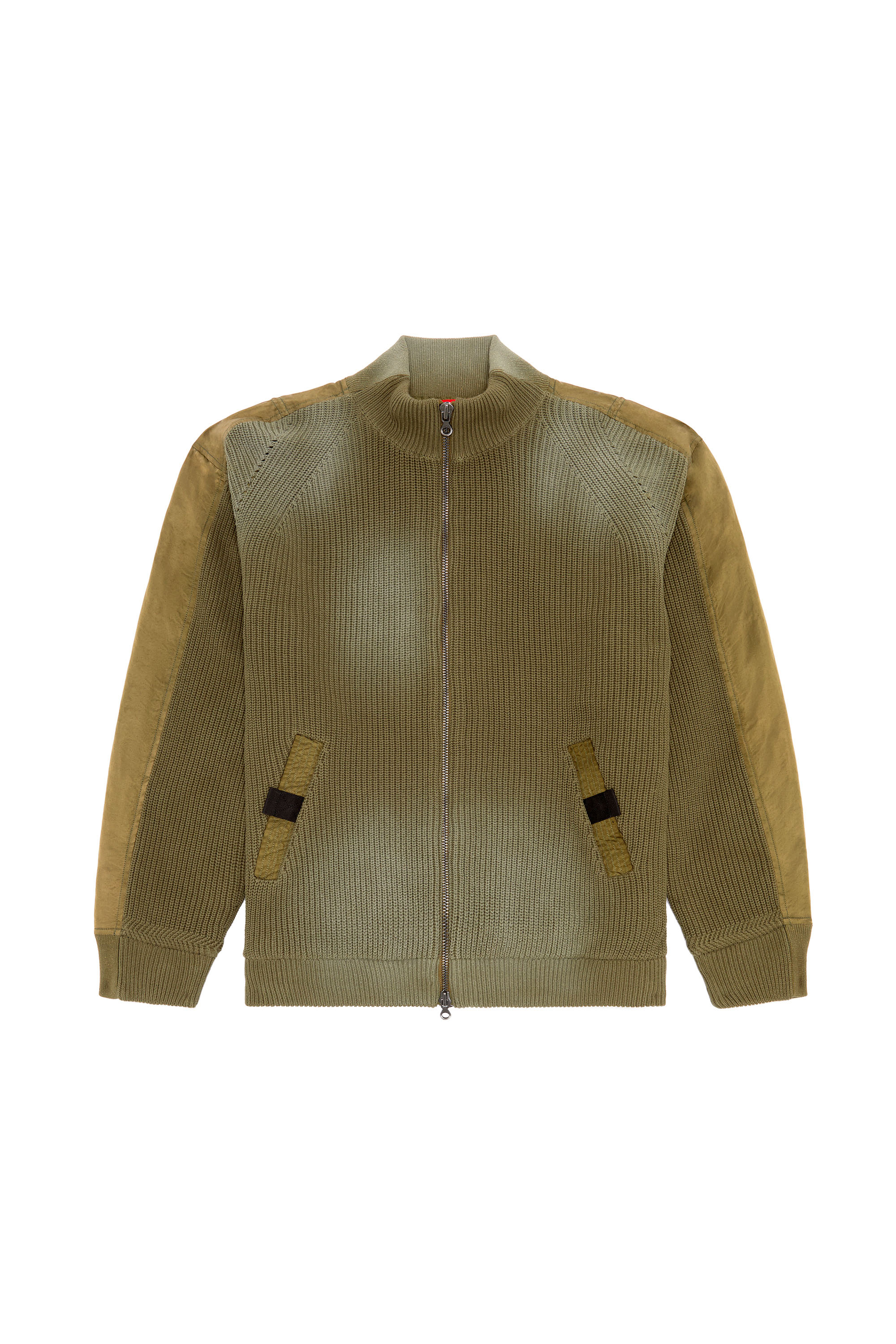 Diesel - K-OSWIN, Man Padded knit and nylon bomber jacket in Green - Image 3