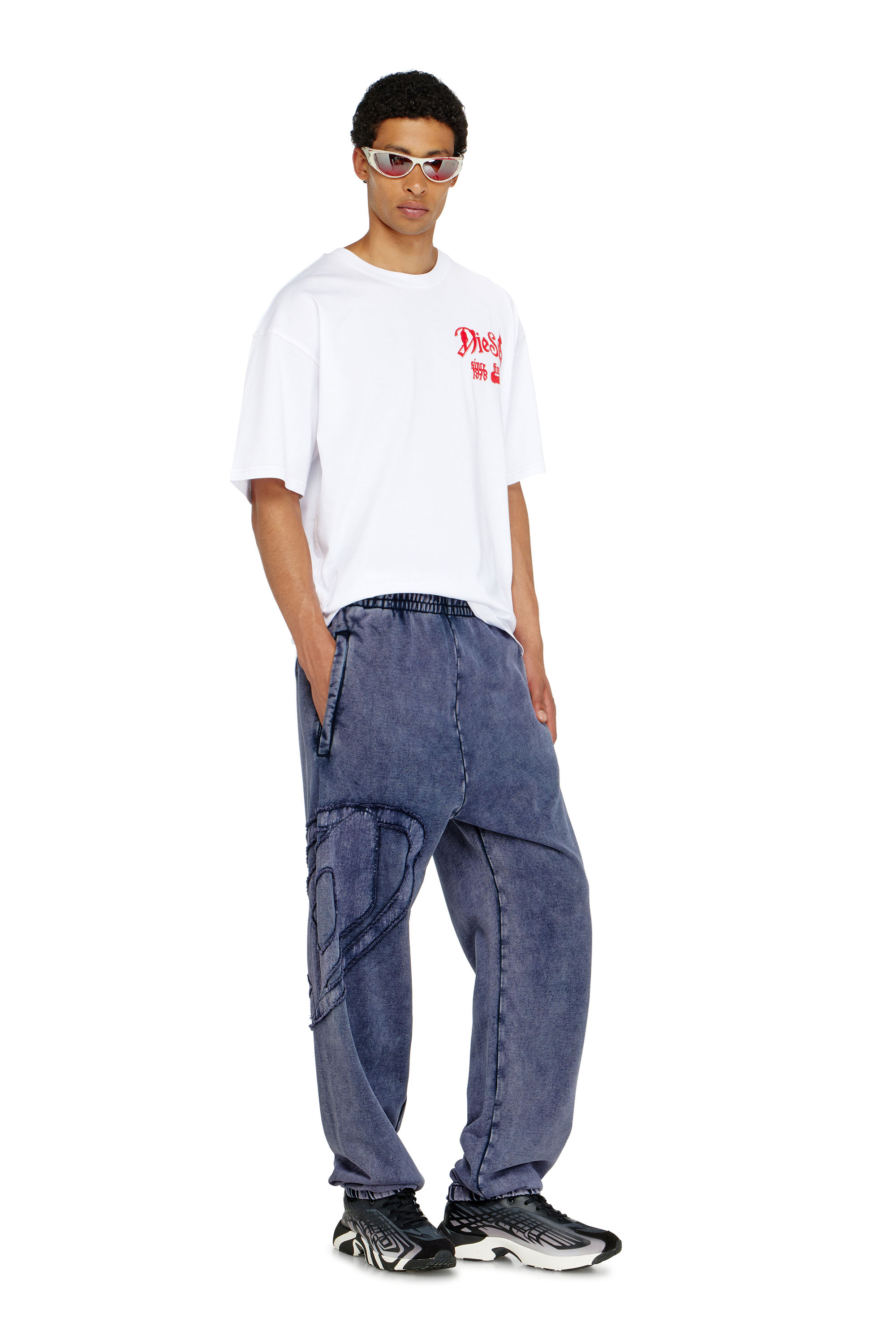 Diesel - P-MARKY-DEN, Man's Organic cotton sweatpants with Oval D patch in null - 2