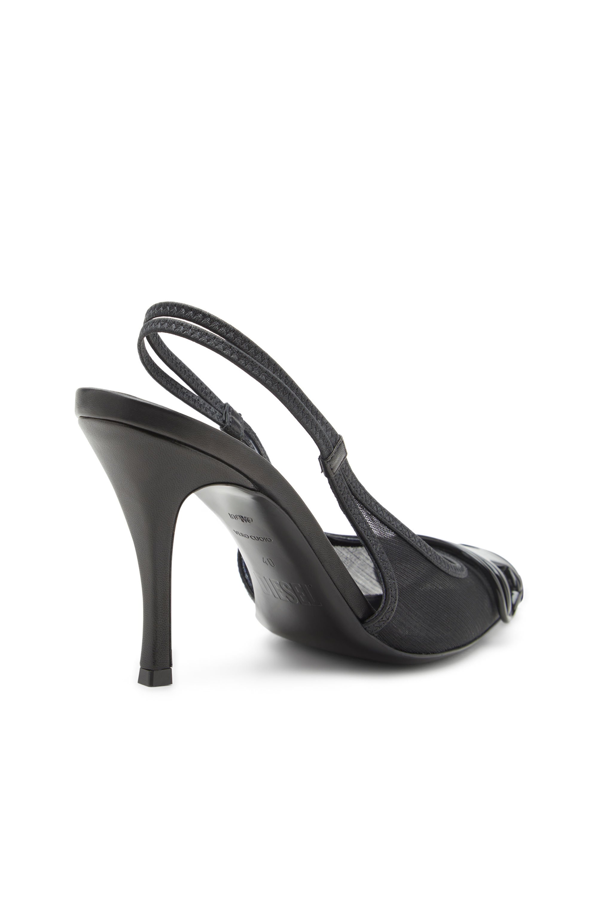 Diesel - D-VENUS SB, Woman's Slingback pumps in leather-trimmed mesh in Black - 6