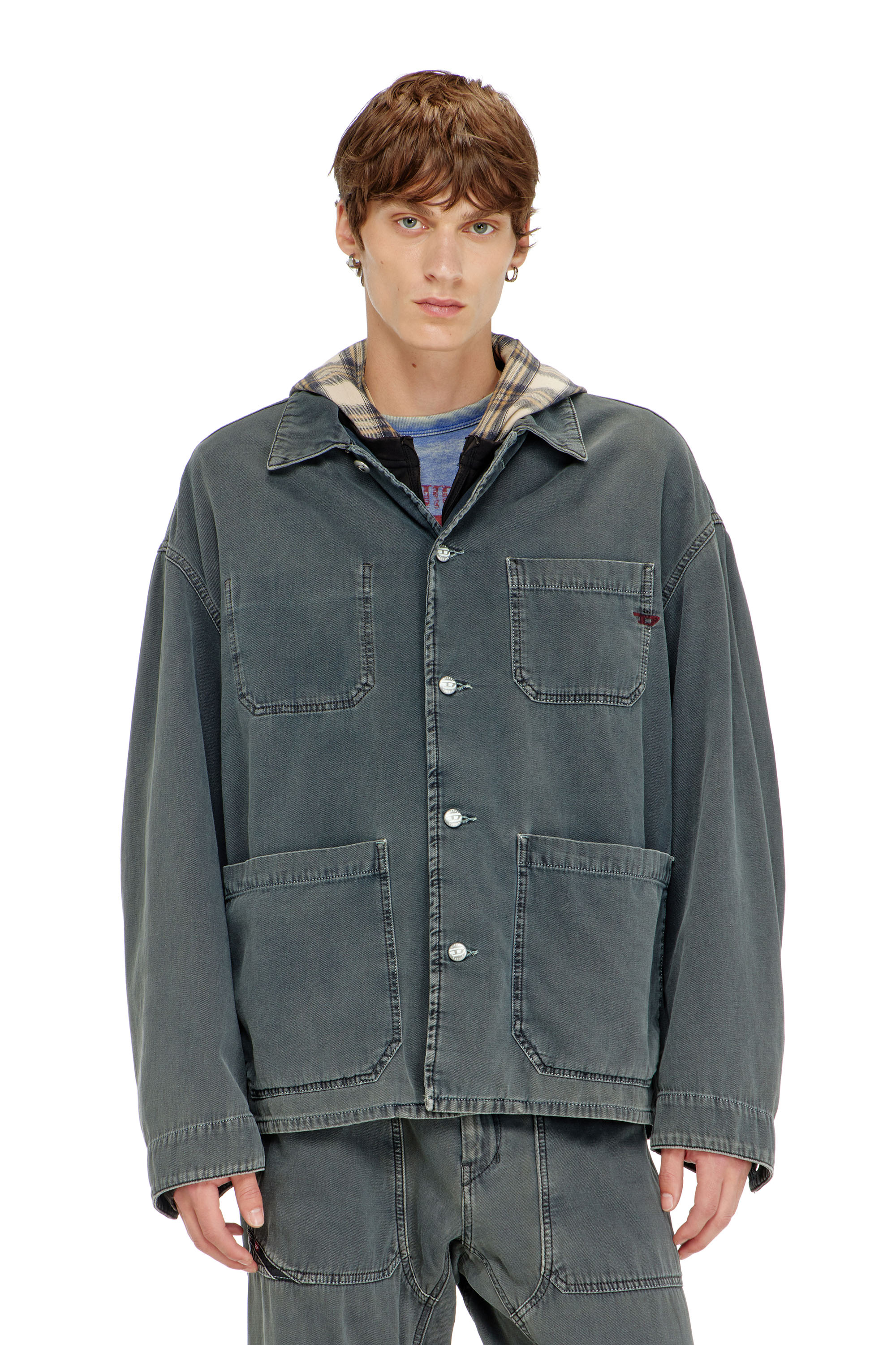 Diesel - D-STACK-U, Unisex's Utility-style jacket in coloured denim in Grey - 3