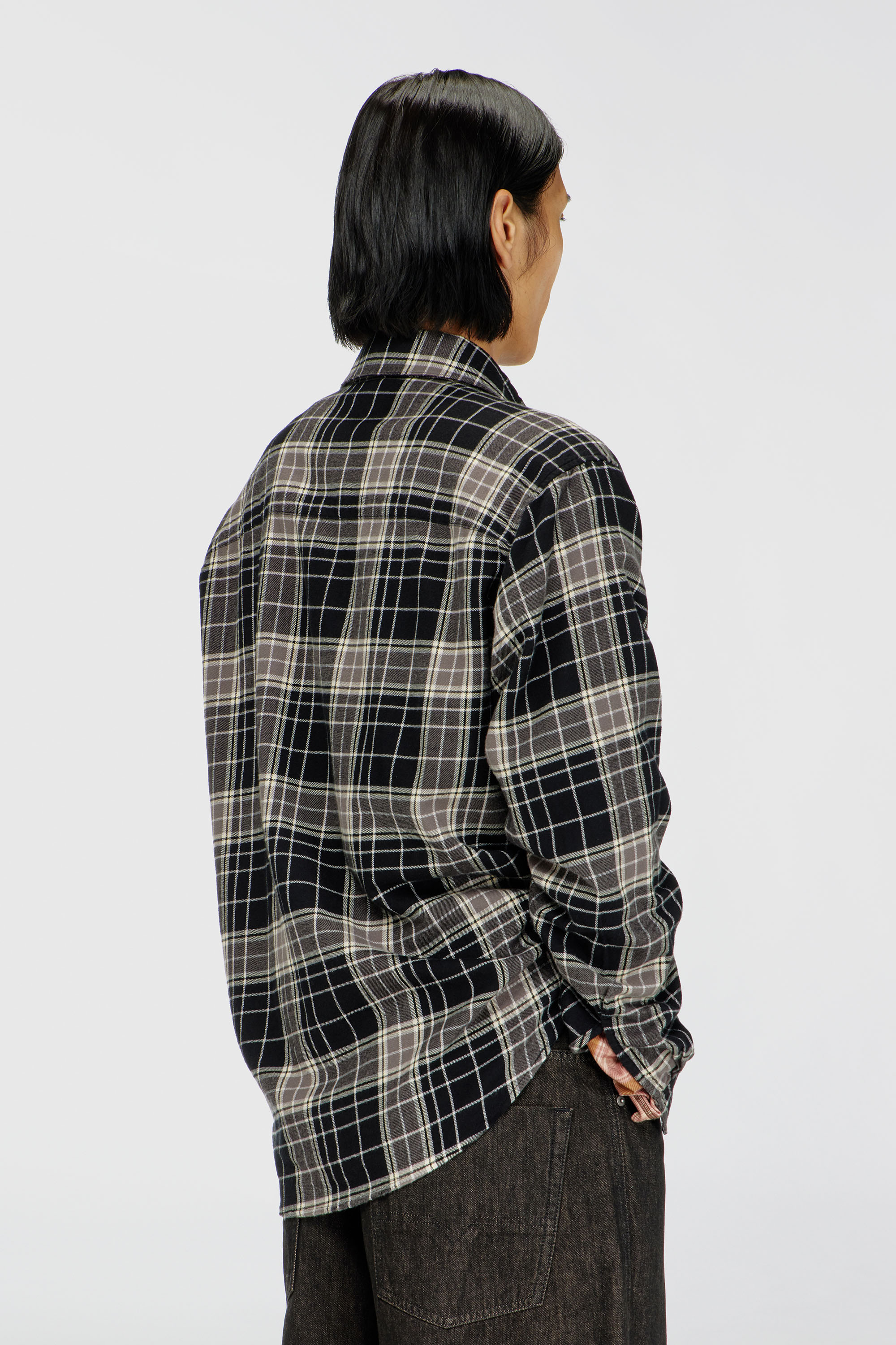 Diesel - S-SIMPLY-HNBI, Man's Distressed shirt in check flannel in Beige/Black - 4
