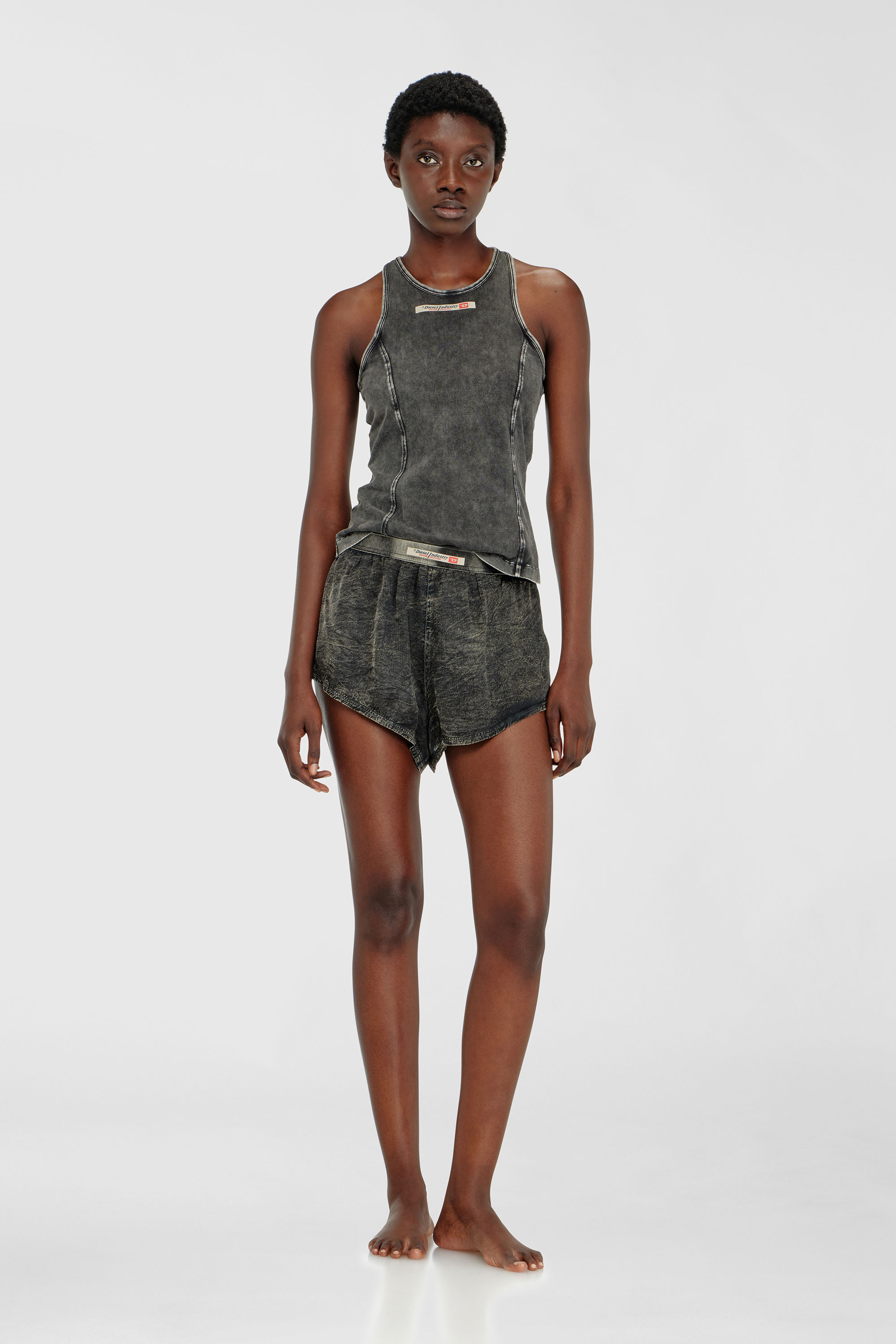 Cotton tank top with treated effect